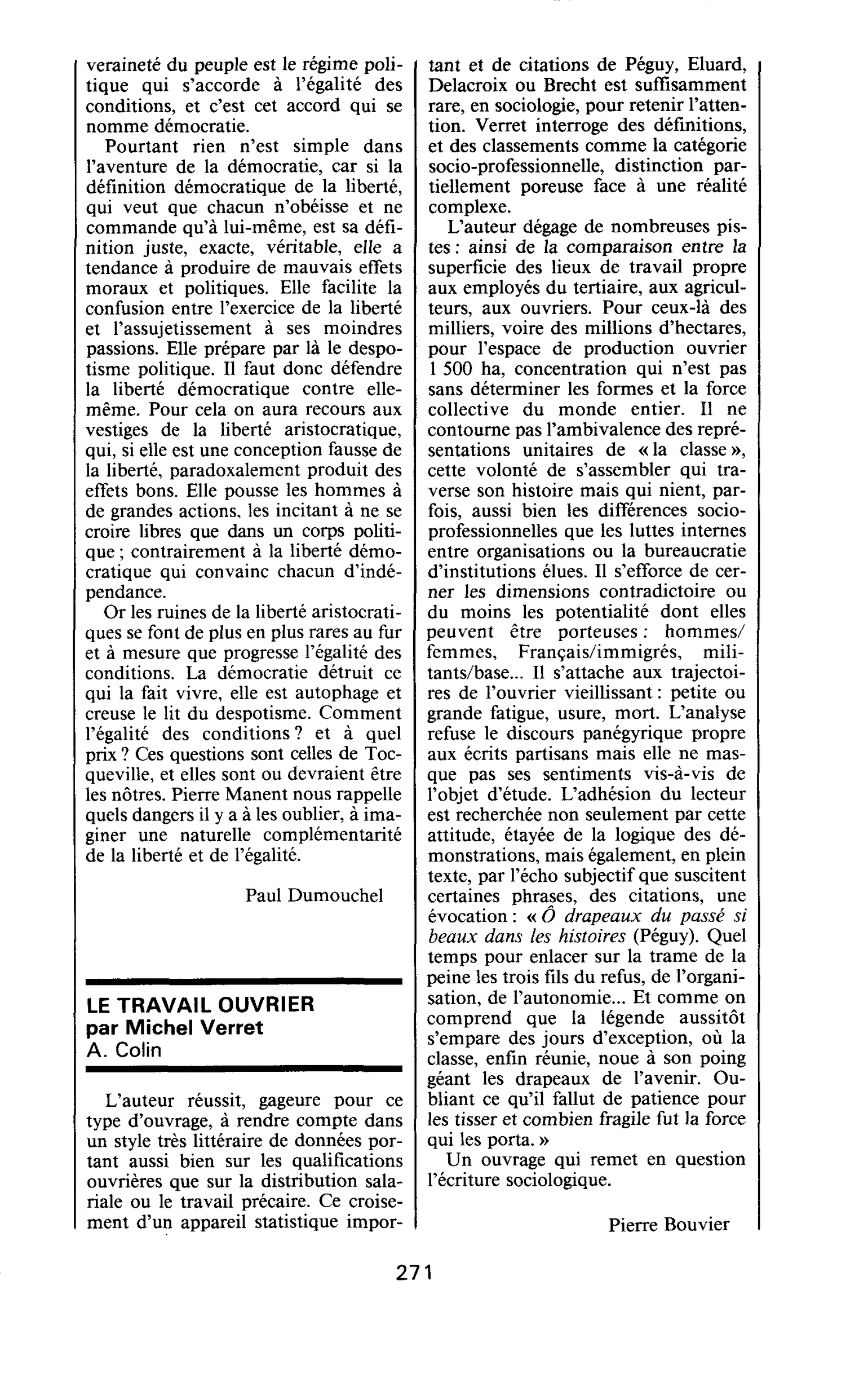 LE TRAVAIL OUVRIER par Michel Verret