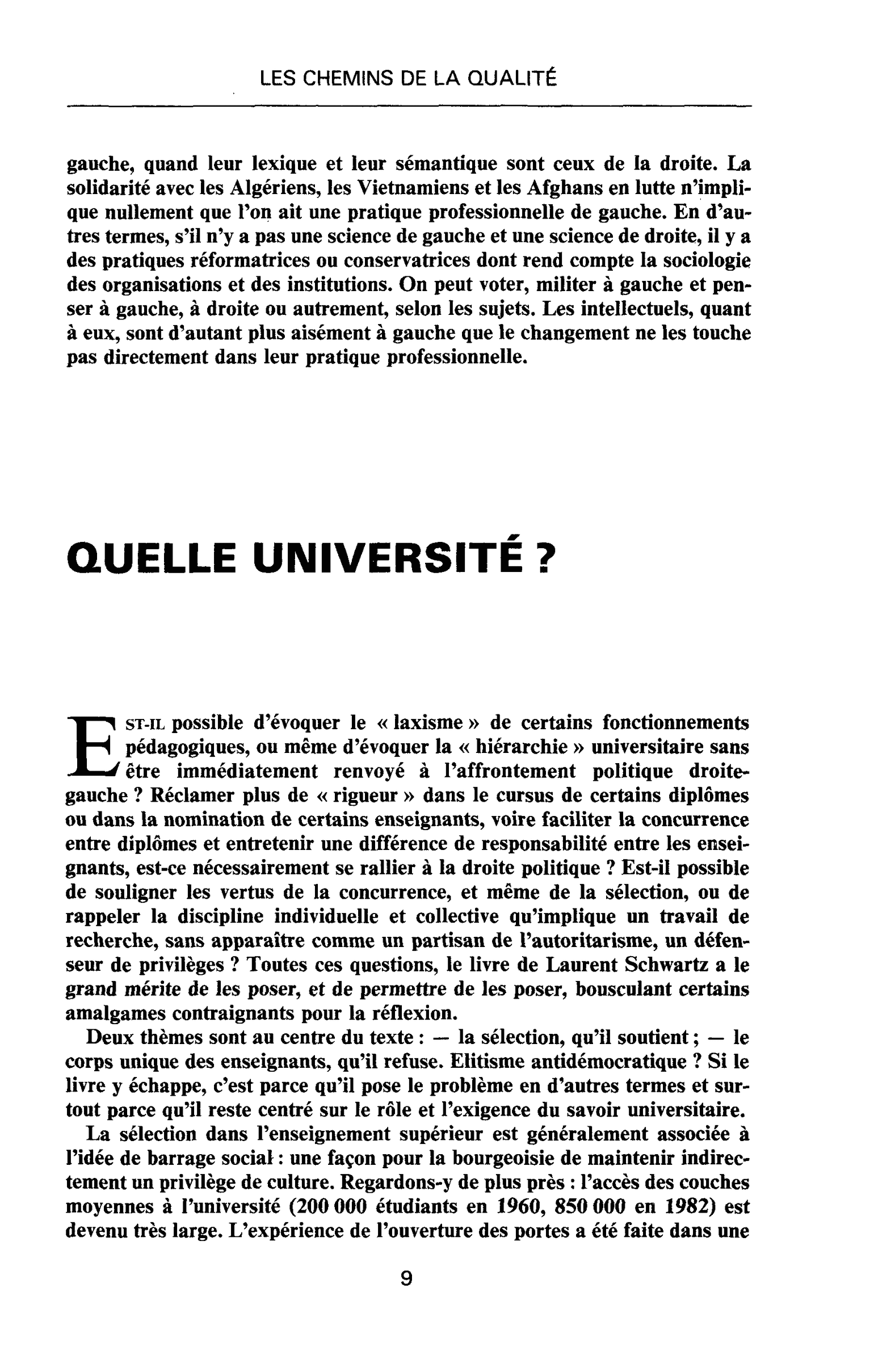 QUELLE UNIVERSITE ?
