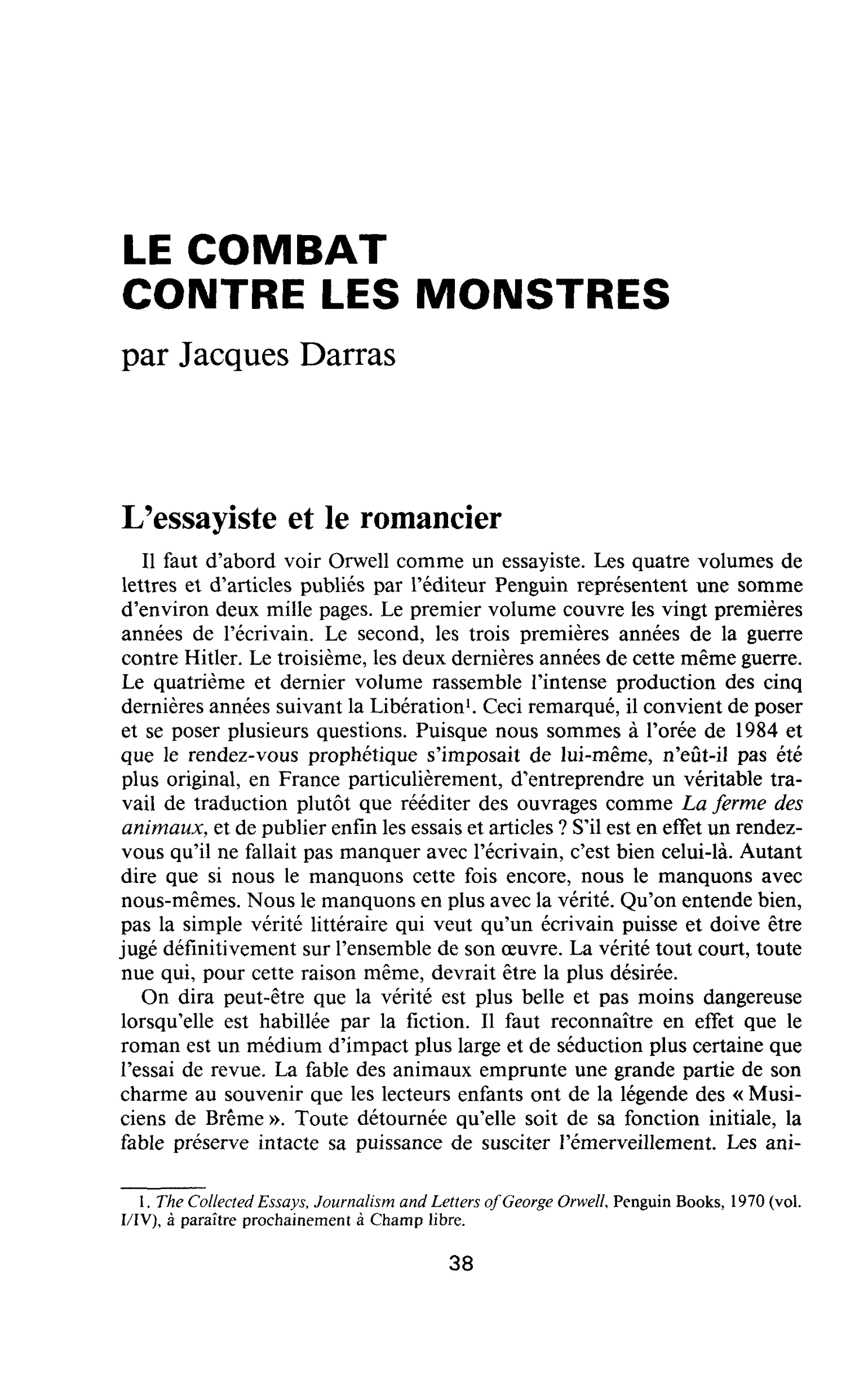 LE COMBAT CONTRE LES MONSTRES