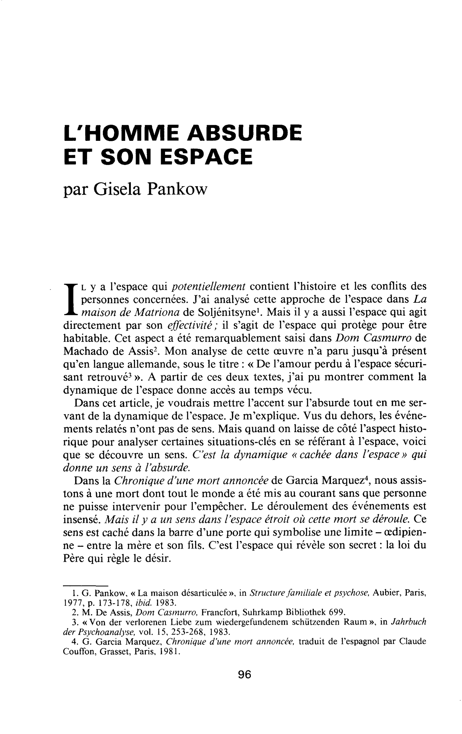 L’HOMME ABSURDE ET SON ESPACE