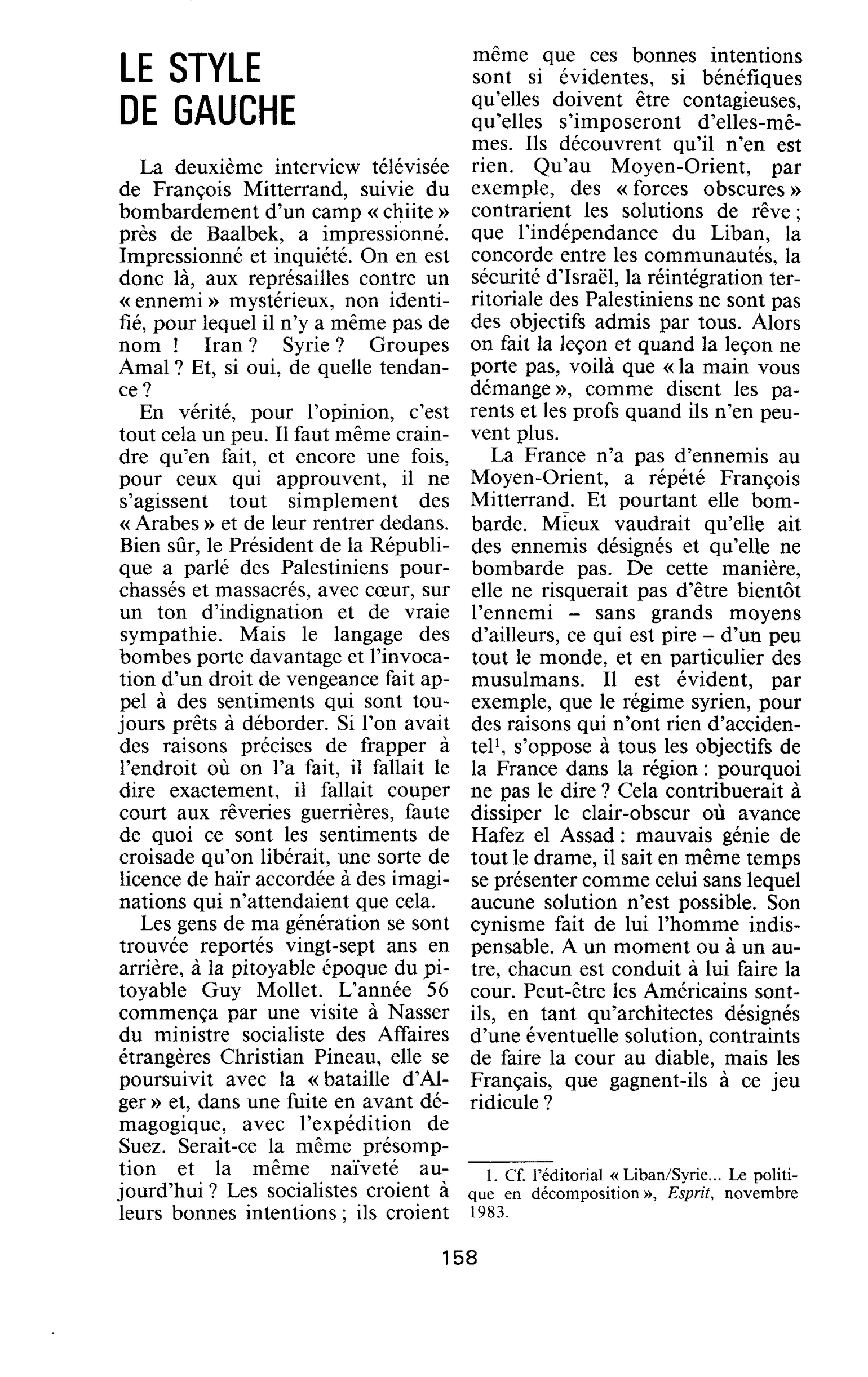 LE STYLE DE GAUCHE
