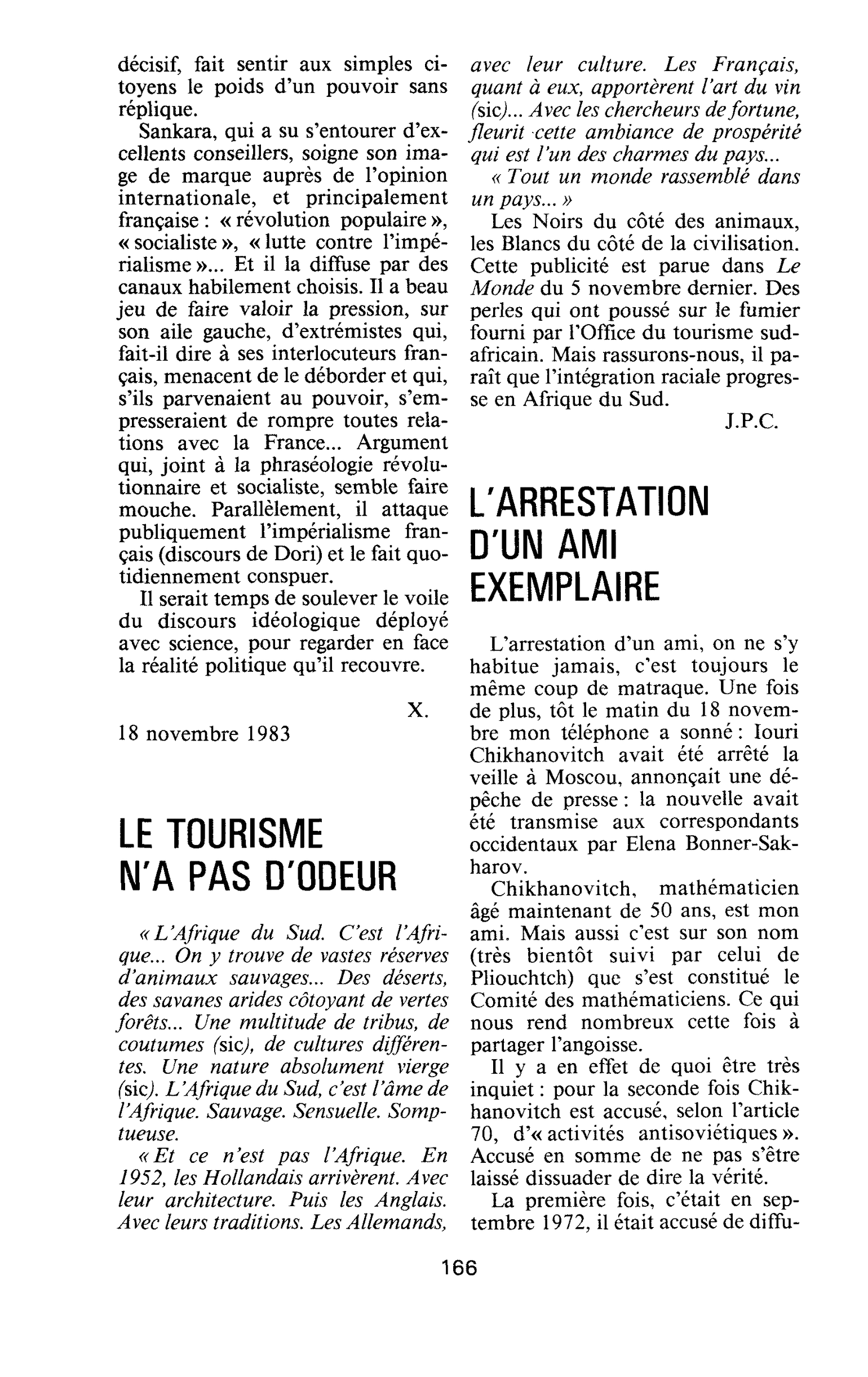LE TOURISME N’A PAS D’ODEUR