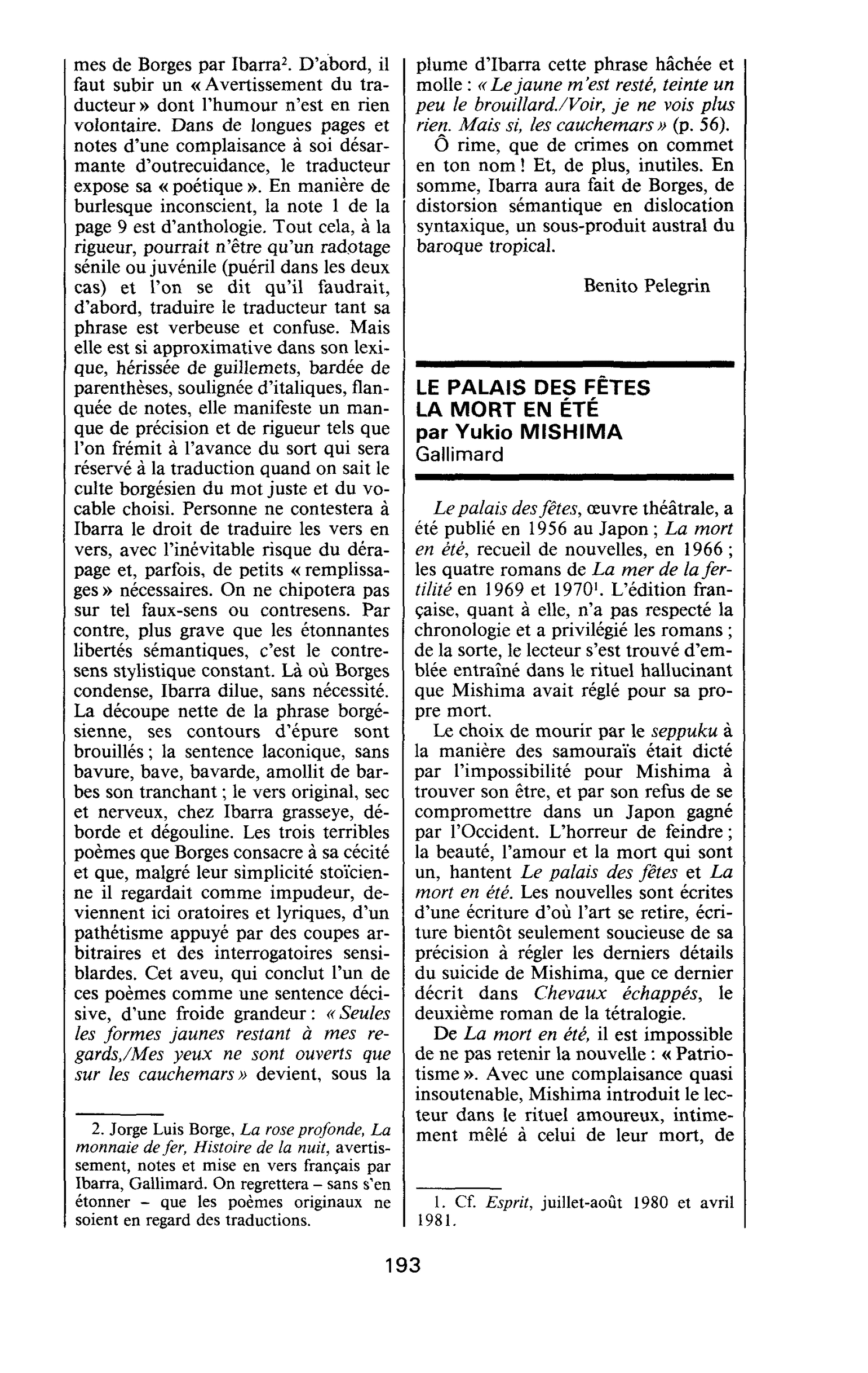 LE PALAIS DES FETES LA MORT EN ÉTÉ par Yukio MISHIMA