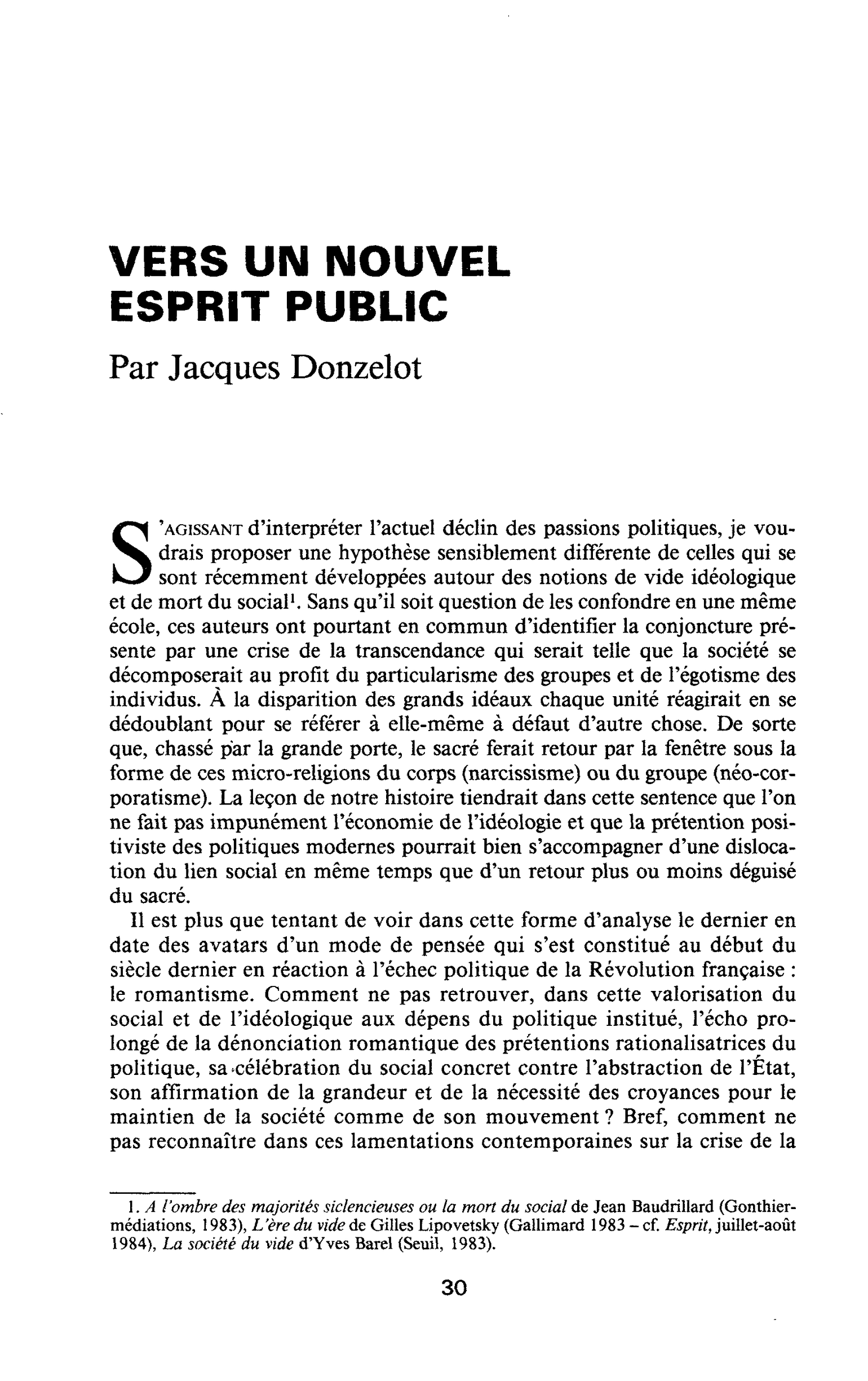 VERS UN NOUVEL ESPRIT PUBLIC