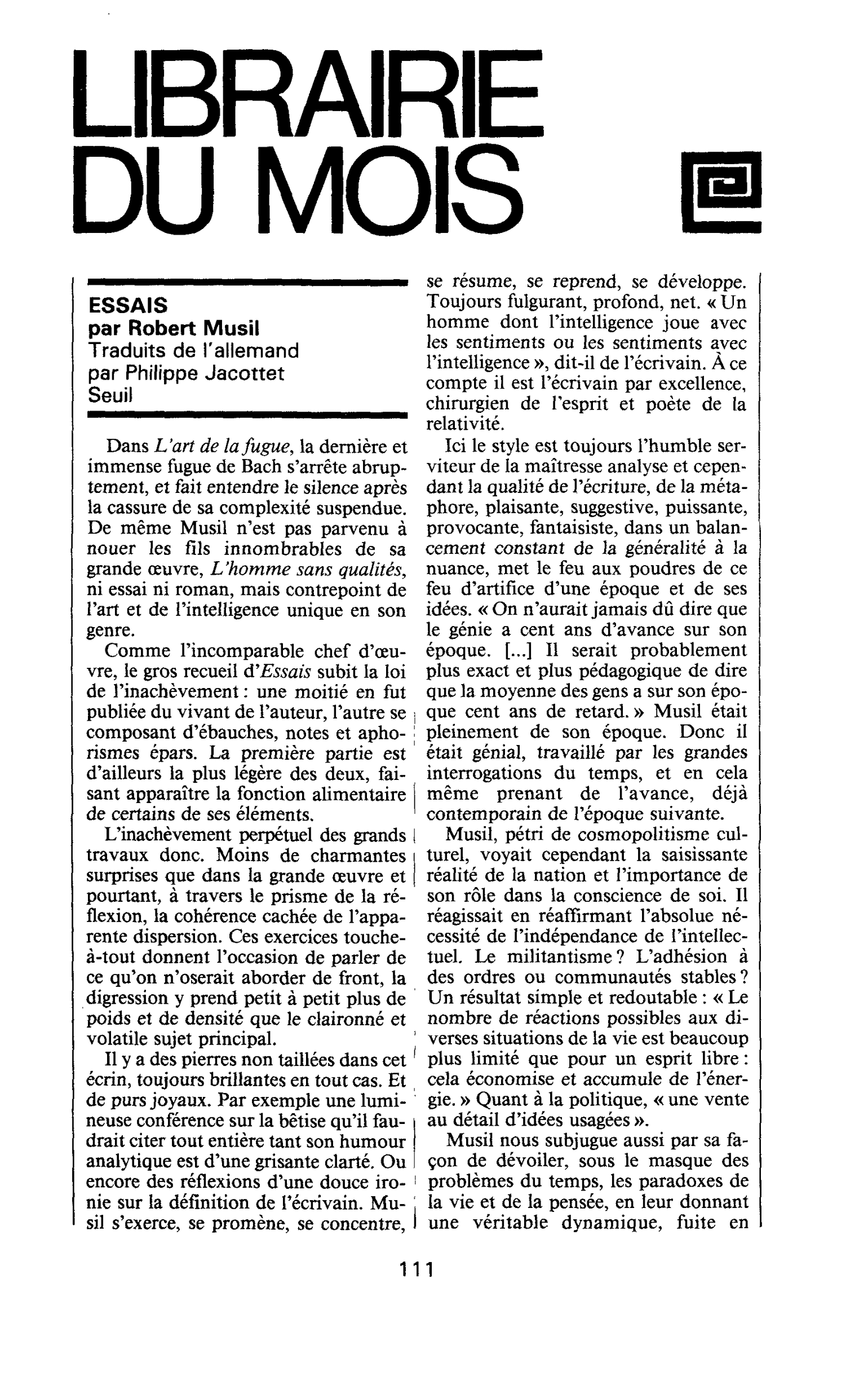 ESSAIS par Robert Musil