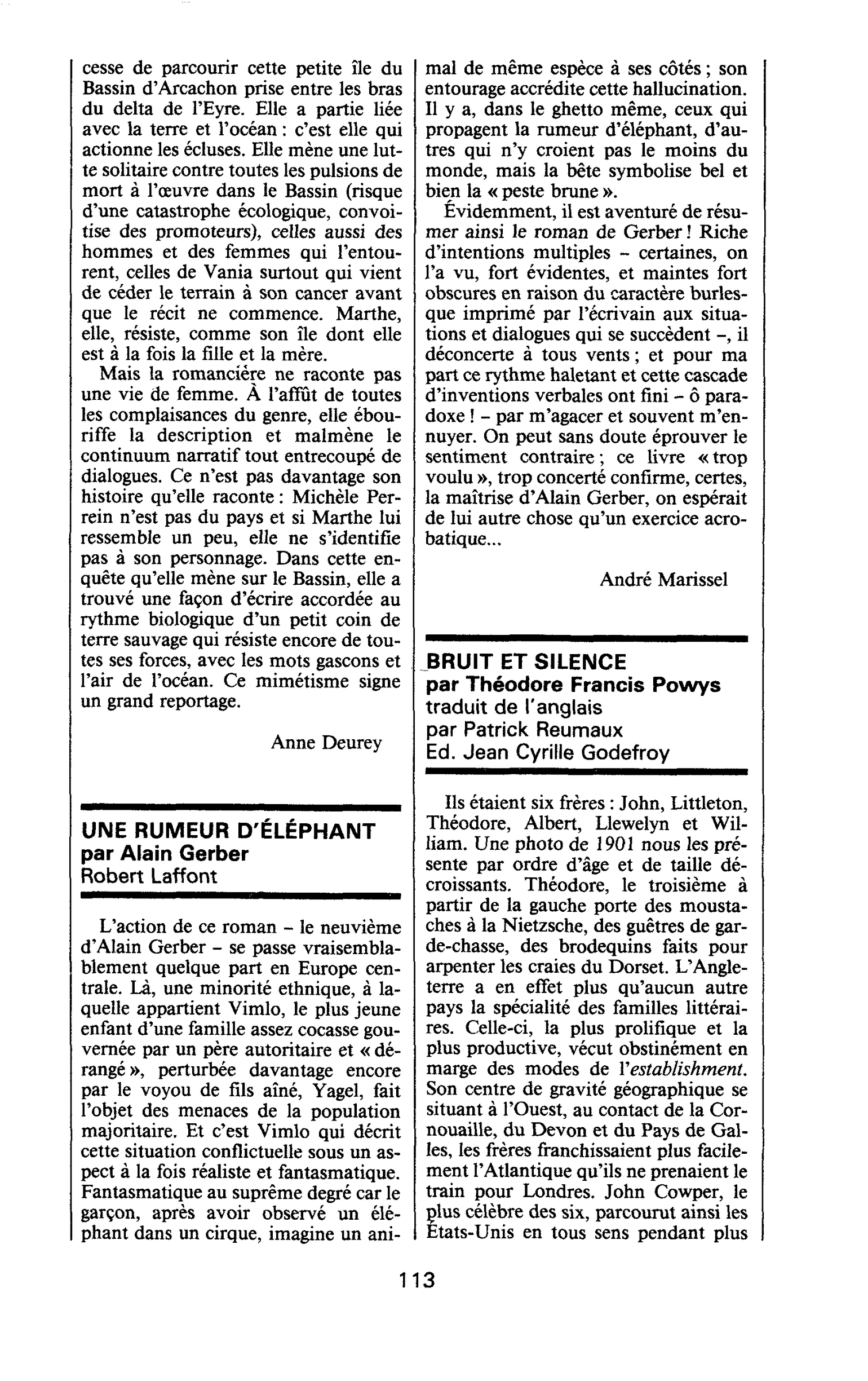 UNE RUMEUR D’ELEPHANT par Alain Gerber
