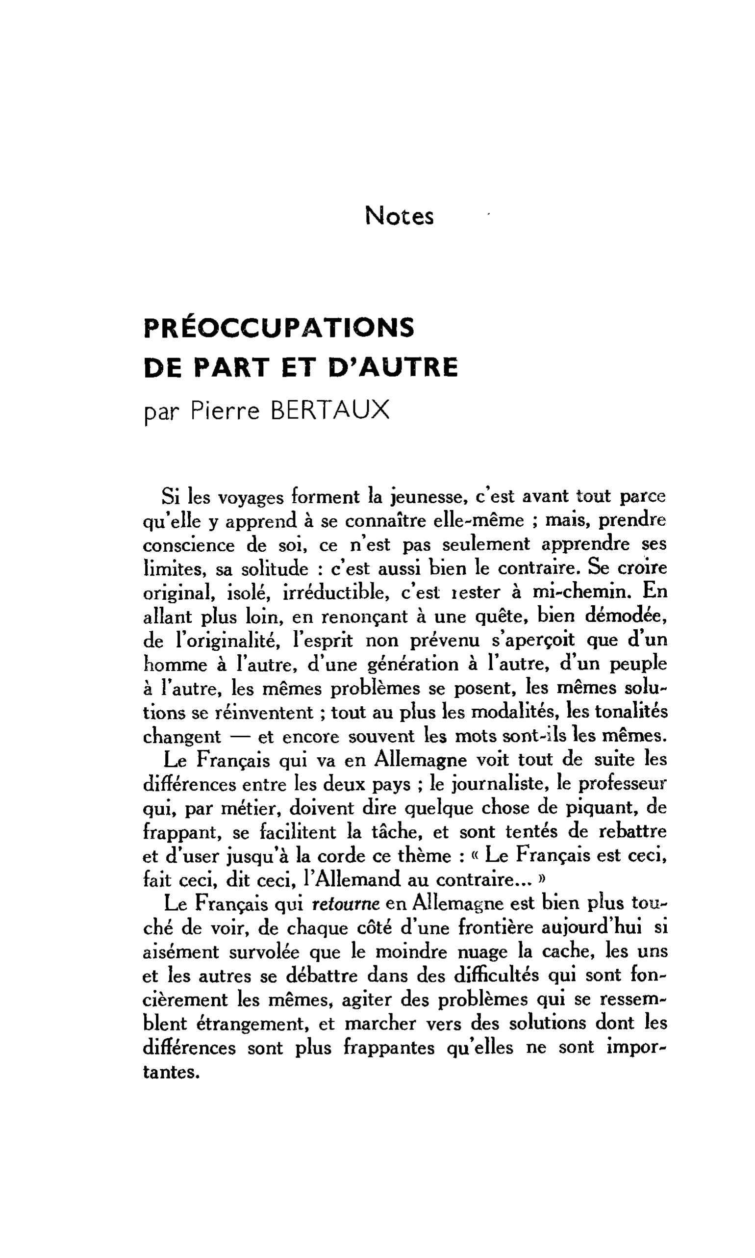 Notes. PRÉOCCUPATIONS DE PART ET D’AUTRE