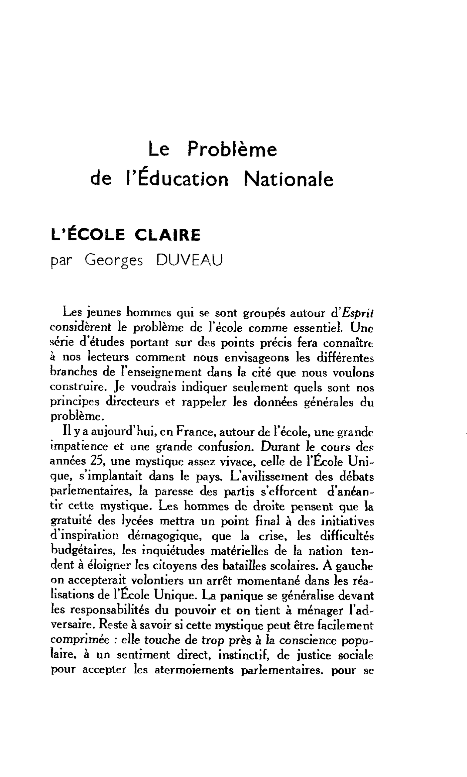 L’ÉCOLE CLAIRE