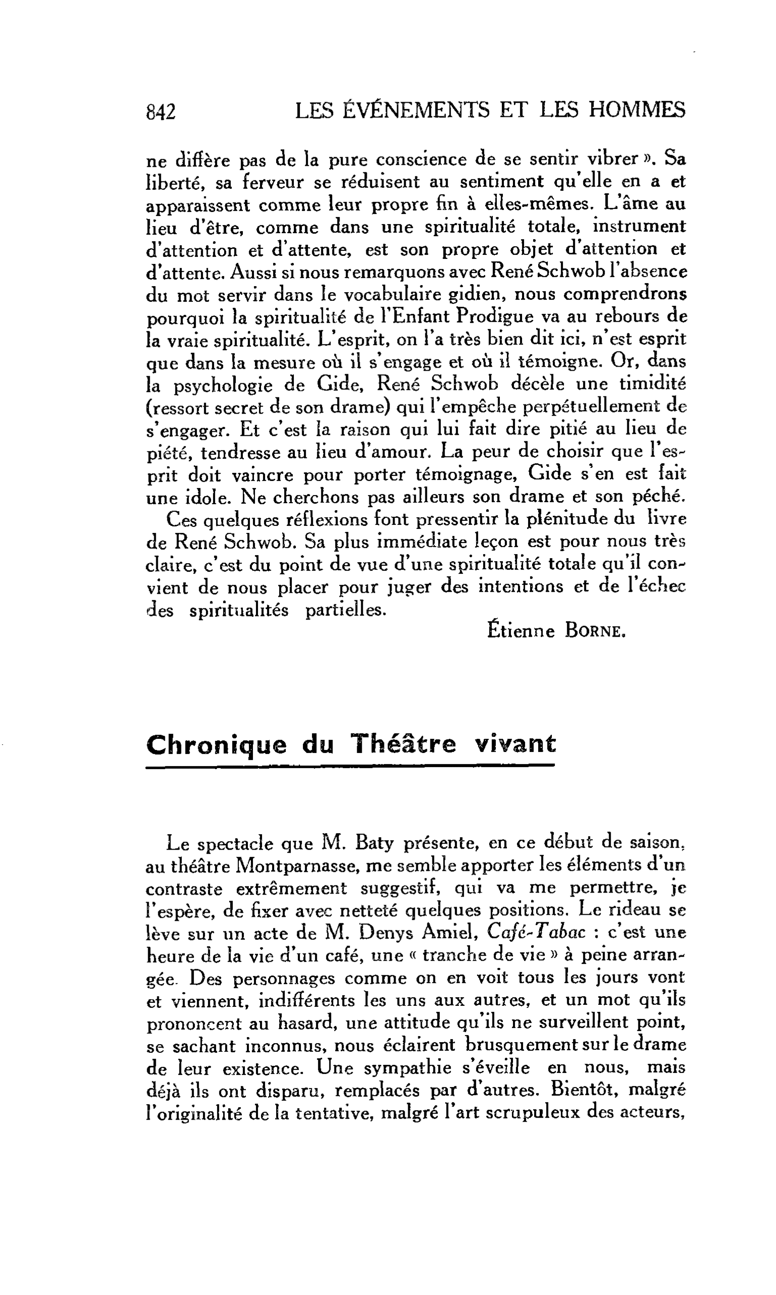 LES LETTRES : Chronique du Théâtre vivant