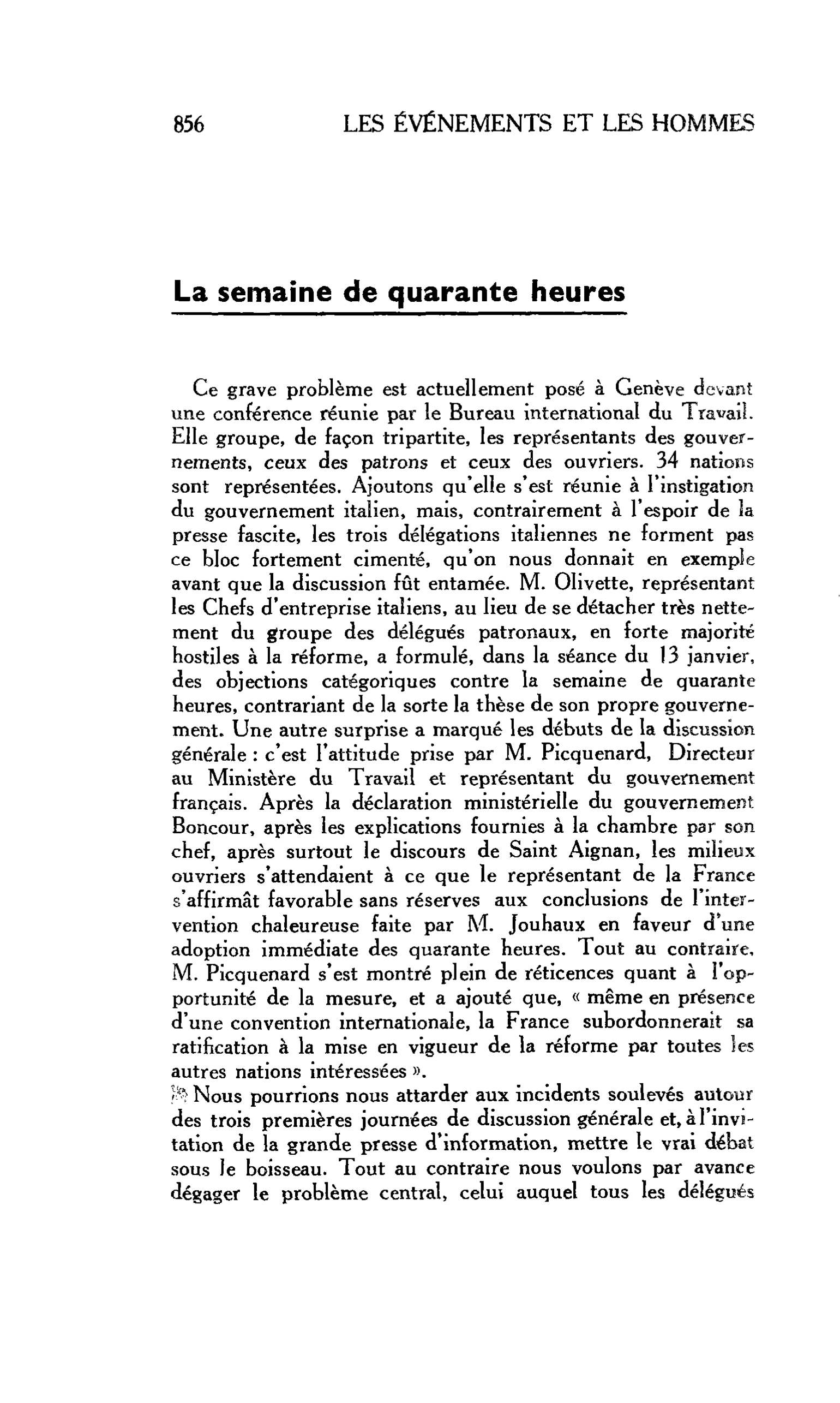 LA CITÉ : La semaine de quarante heures