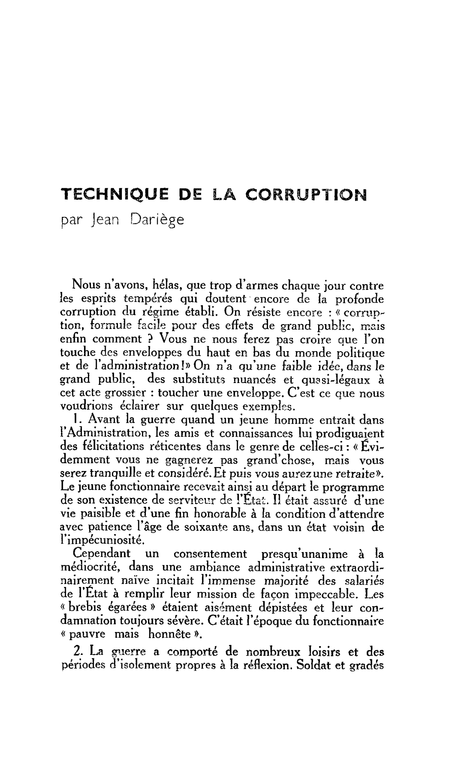 TECHNIQUE DE LA CORRUPTION