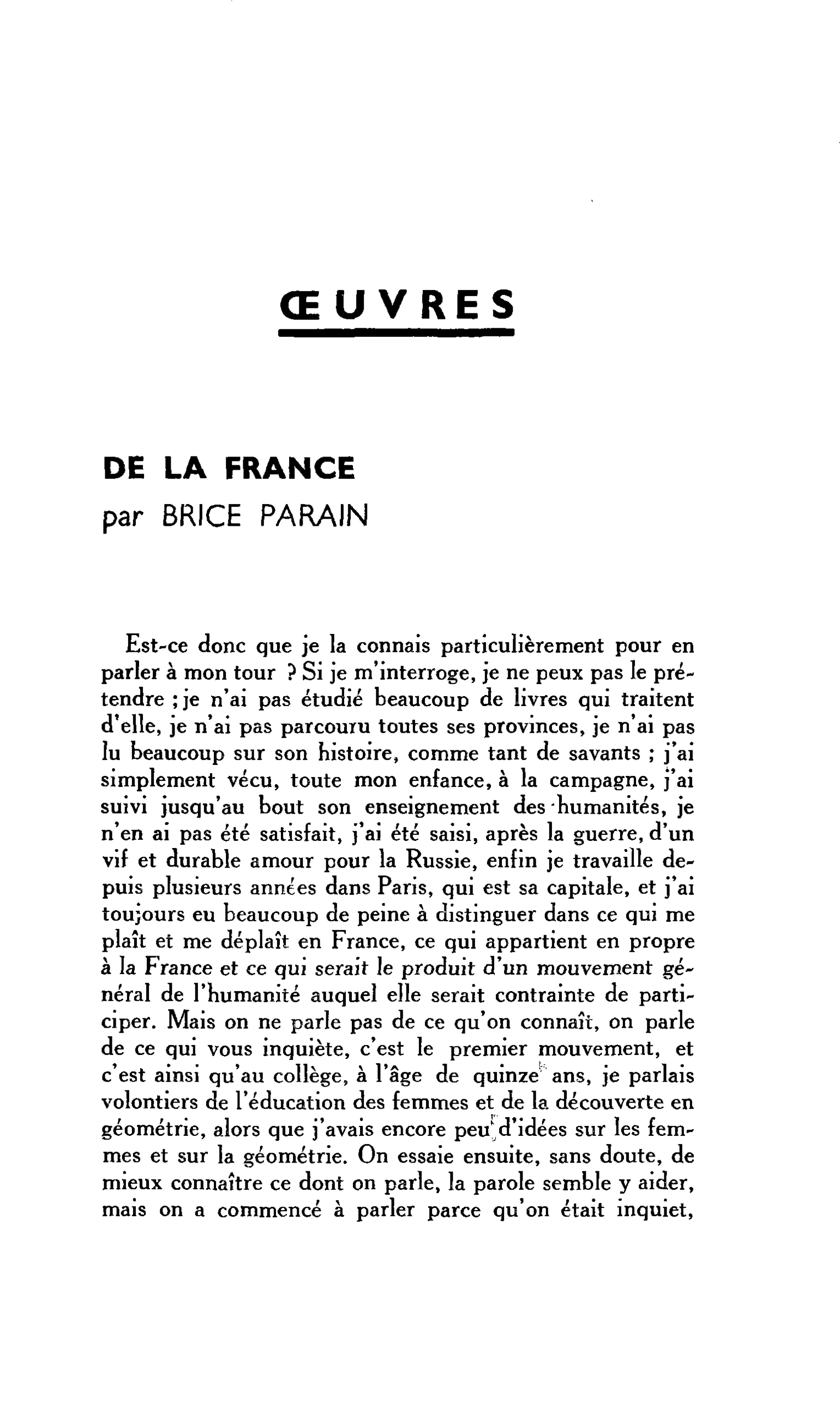 DE LA FRANCE