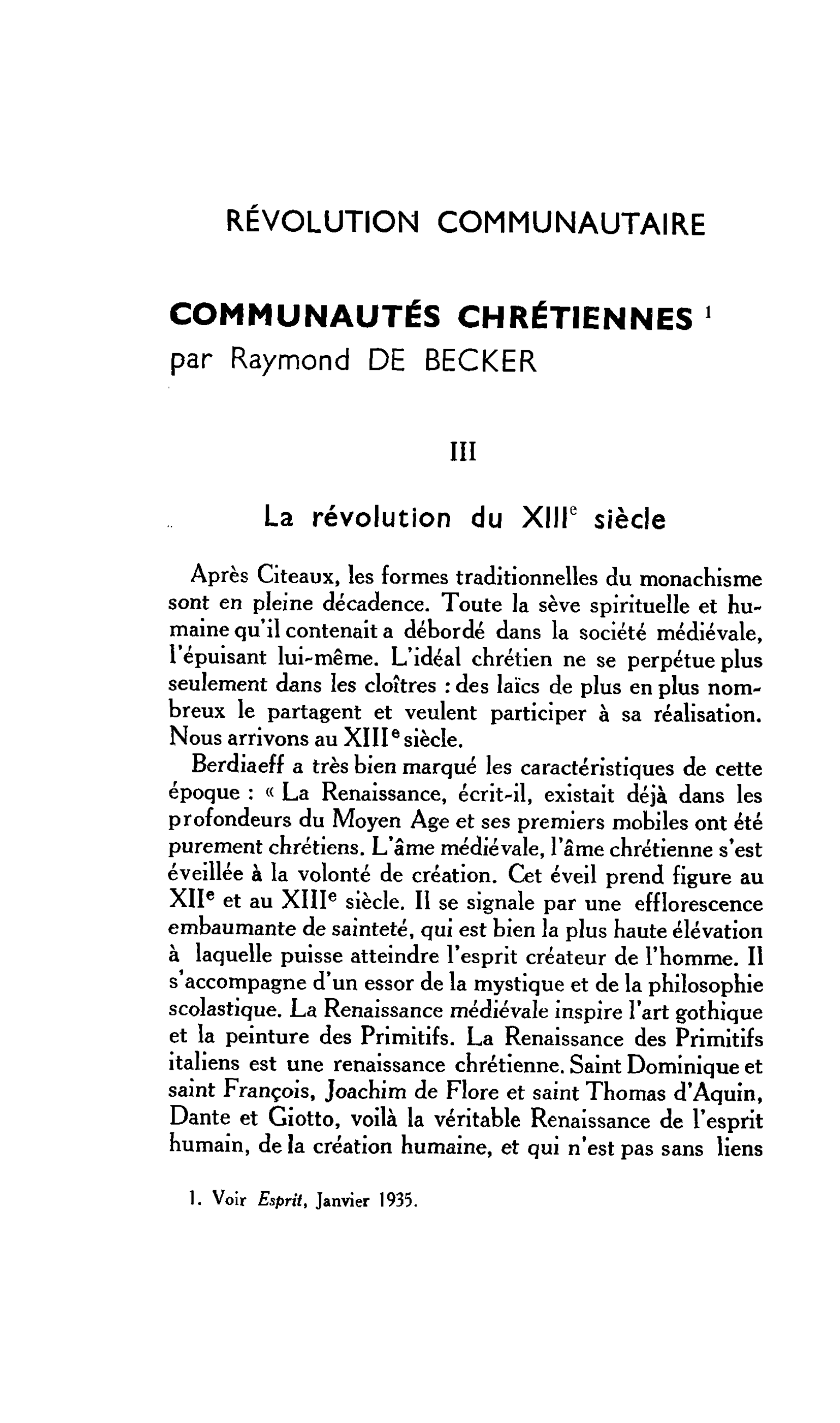 RÉVOLUTION COMMUNAUTAIRE COMMUNAUTÉS CHRÉTIENNES