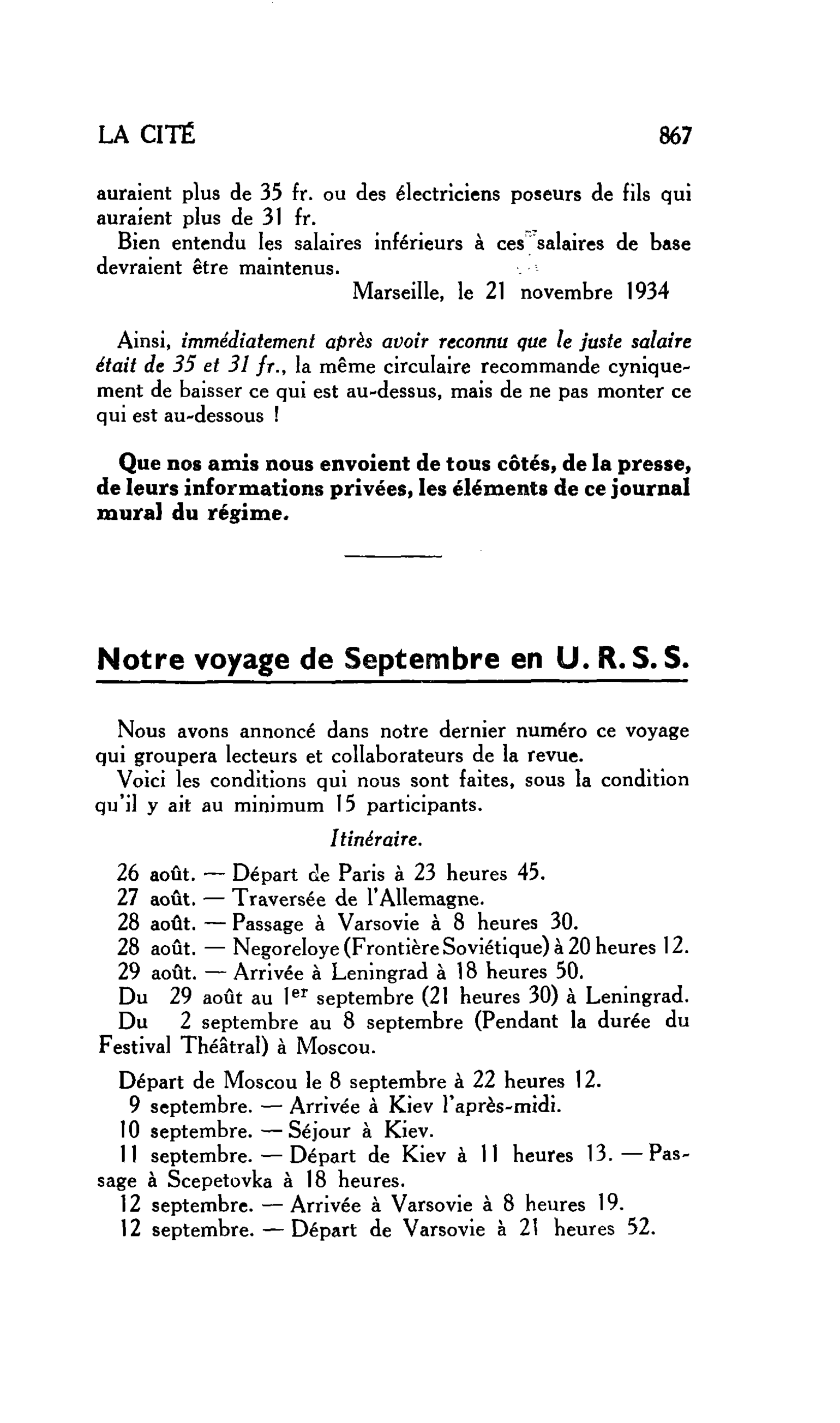 Notre voyage de Septembre en U. R. S. S.