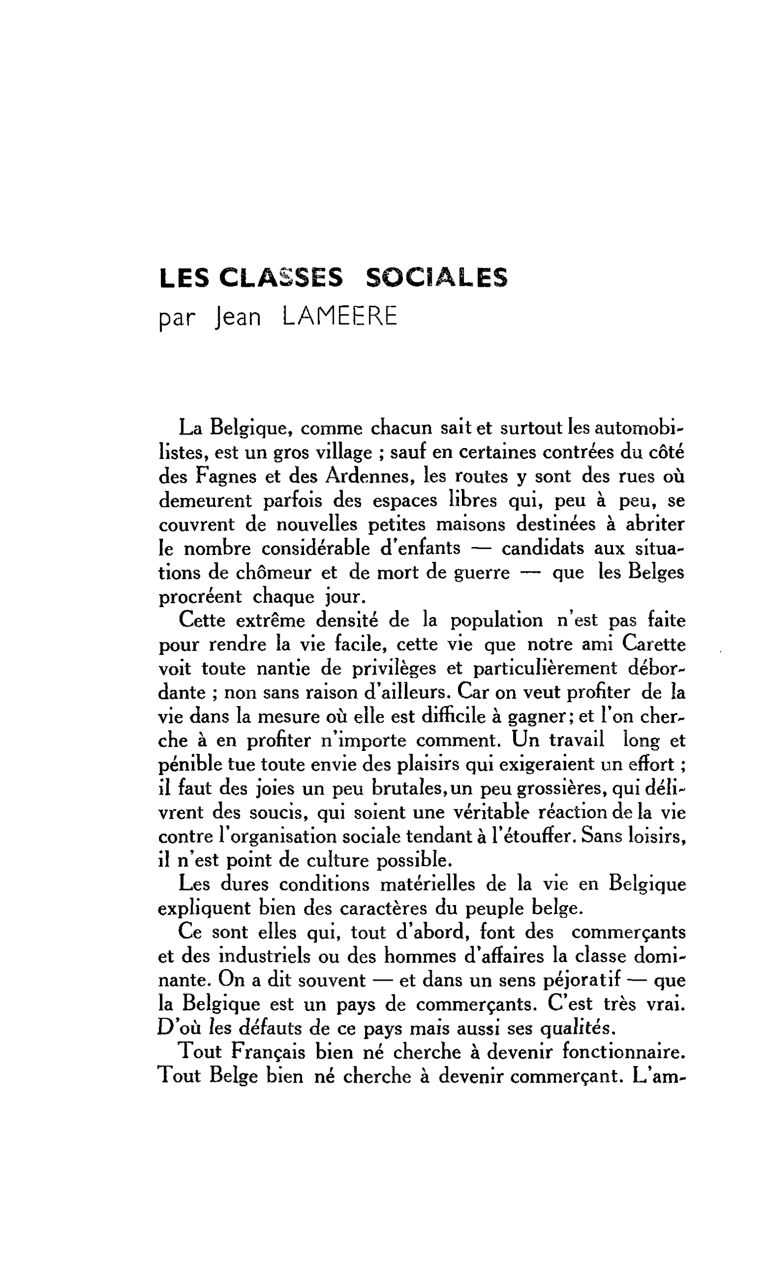 LES CLASSES SOCIALES