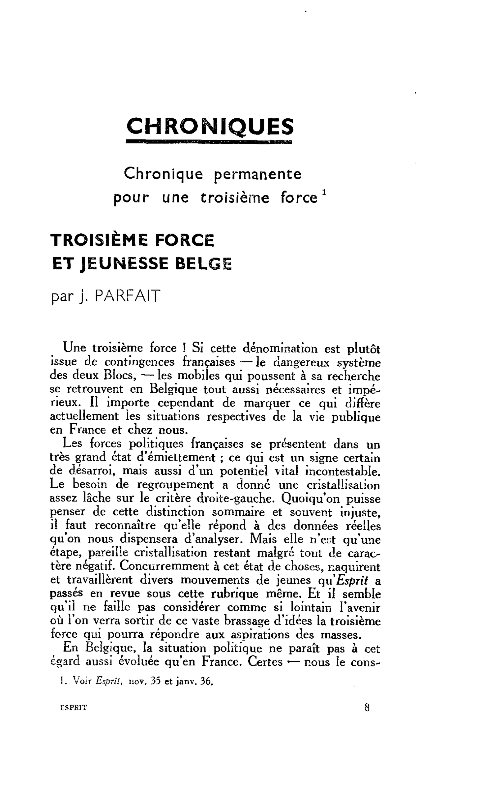 TROISIÈME FORCE ET JEUNESSE BELGE