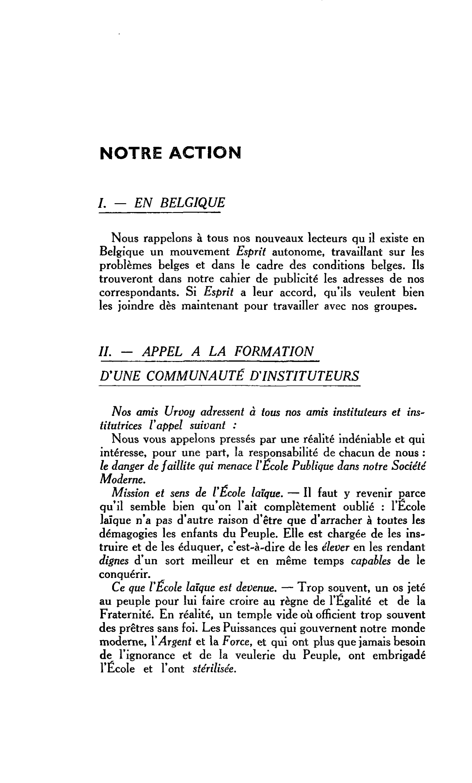 NOTRE ACTION