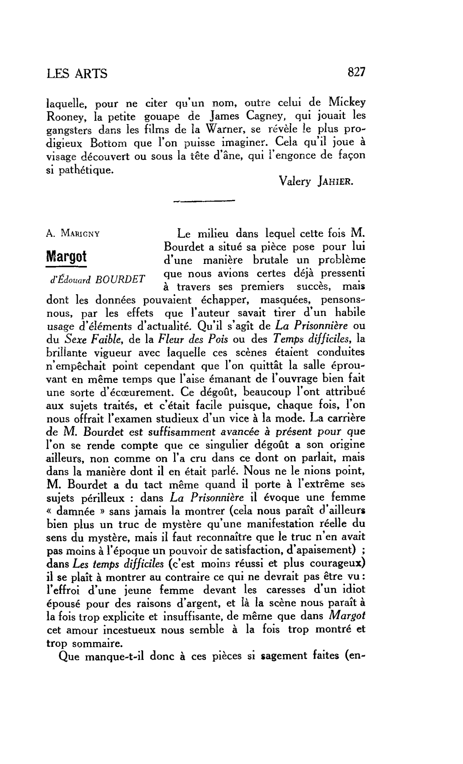 LES ARTS. A. Marigny : Margot d’Edouard BOURDET