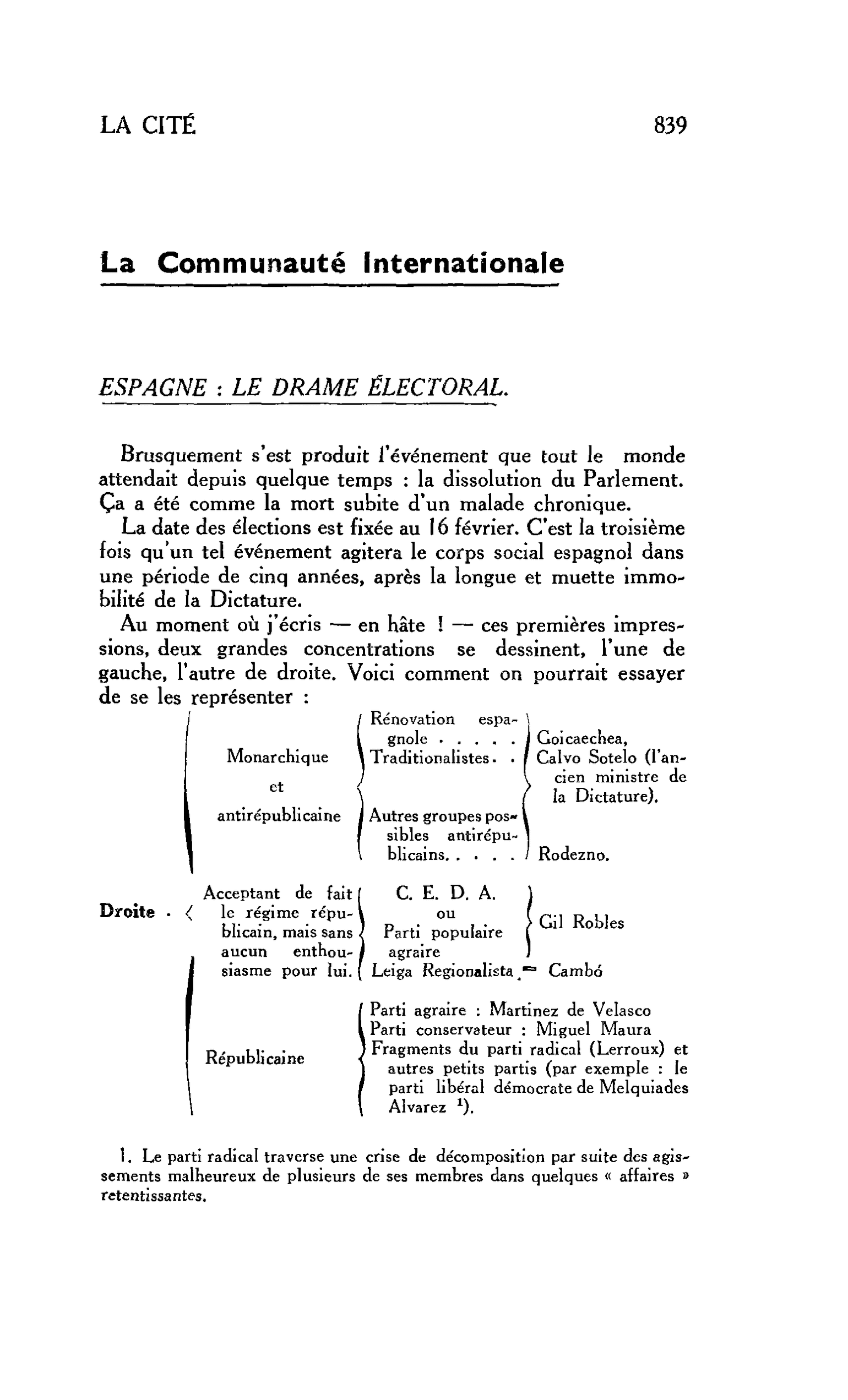 Les livres. Gaëtan PIROU : Nouveaux aspects du corporatisme. La Communauté Internationale ESPAGNE : LE DRAME ÉLECTORAL