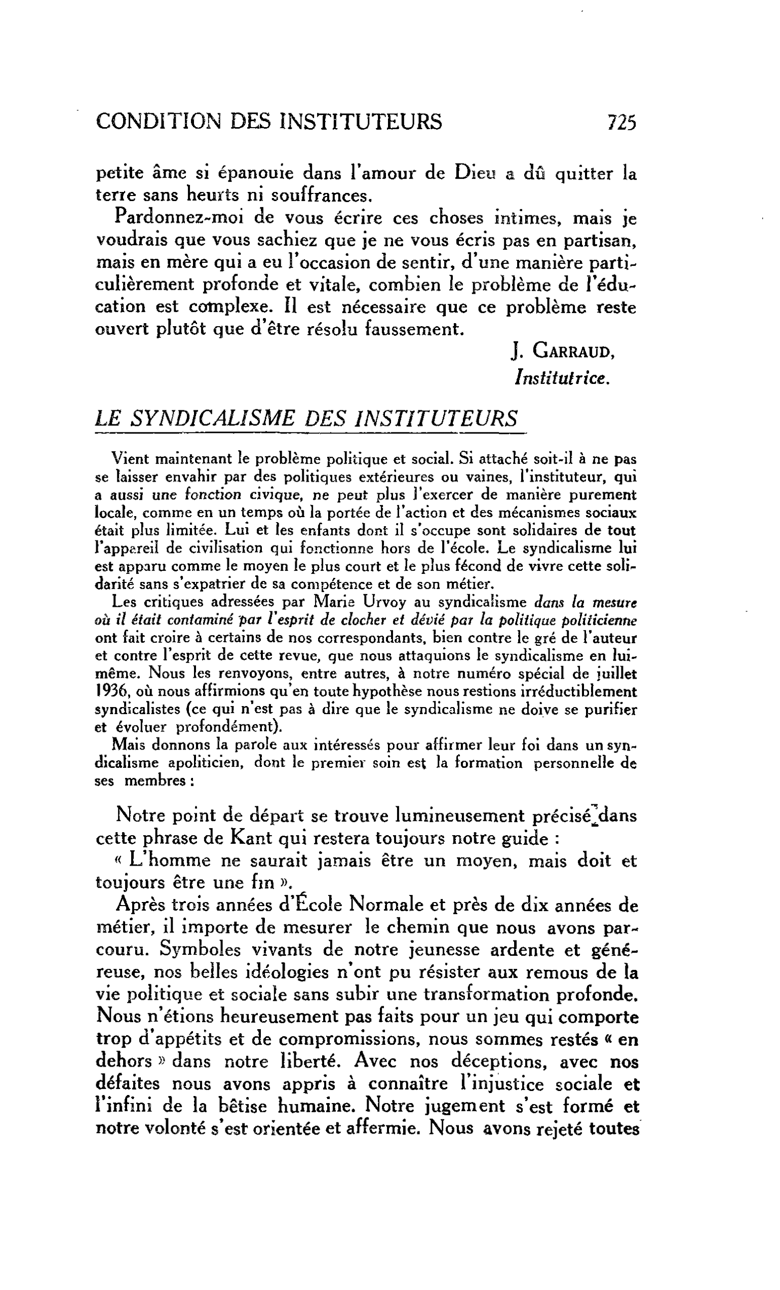CONDITION DES INSTITUTEURS par quelques instituteurs : LE SYNDICALISME DES INSTITUTEURS