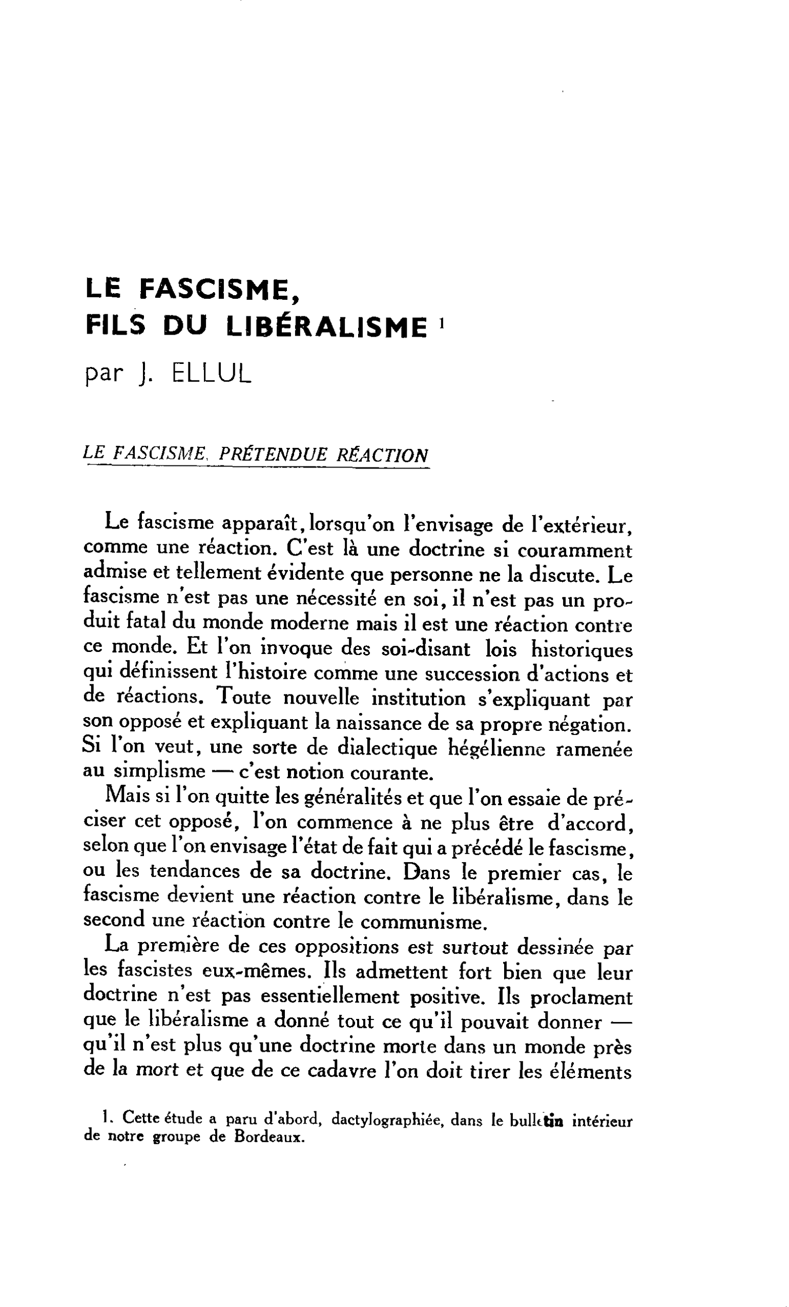 LE FASCISME, FILS DU LIBÉRALISME