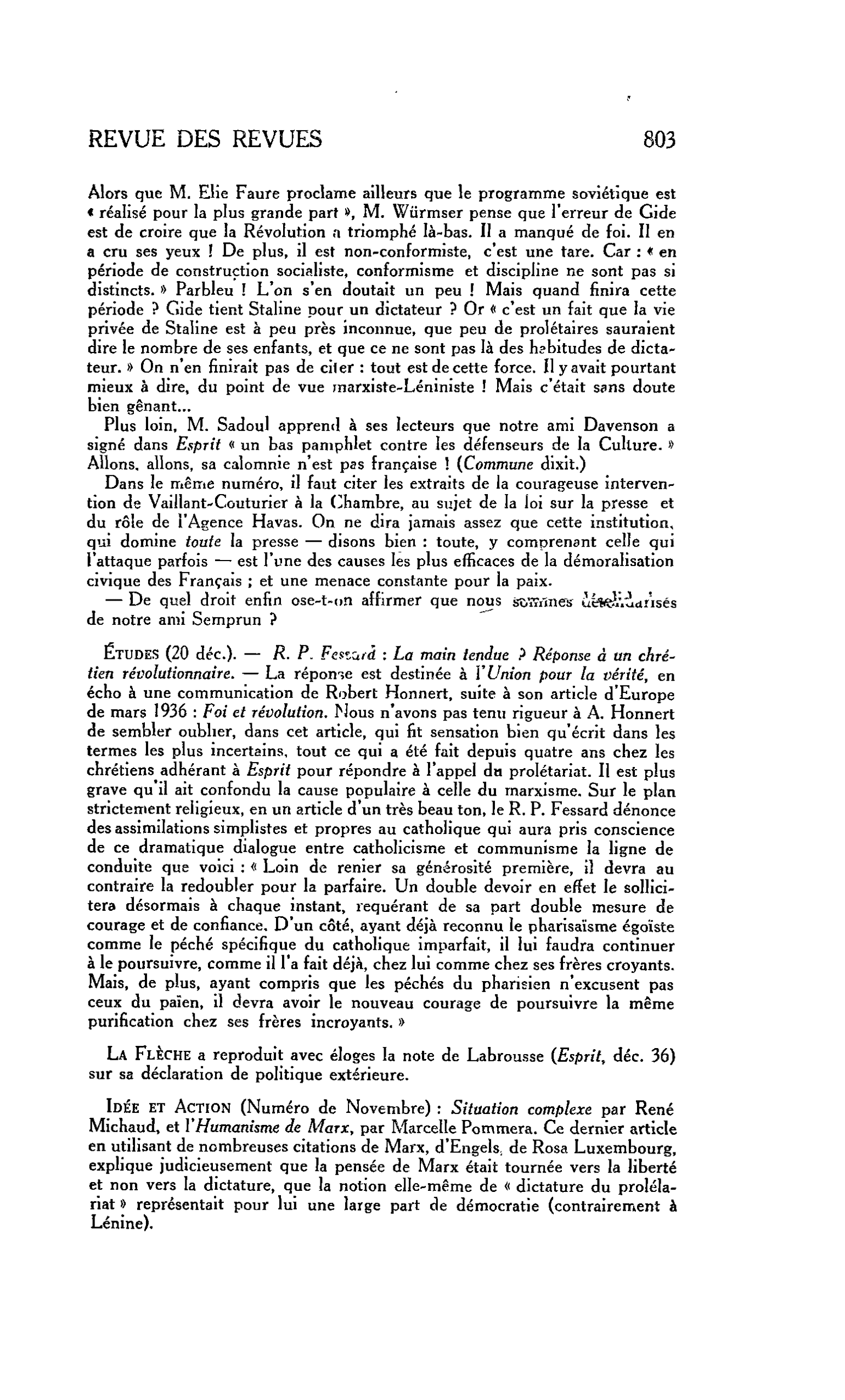Idée et Action (Numéro de Novembre)