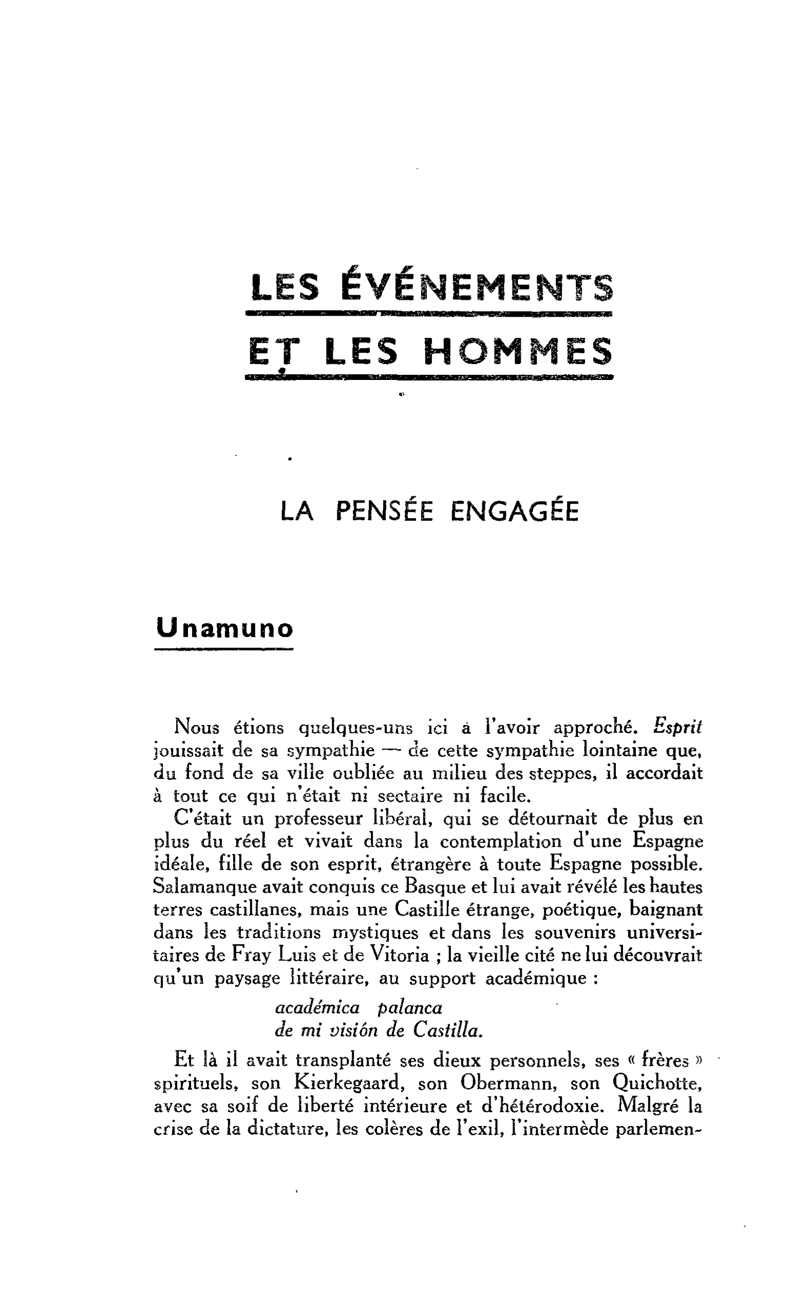 LA PENSÉE ENGAGÉE : Unamuno