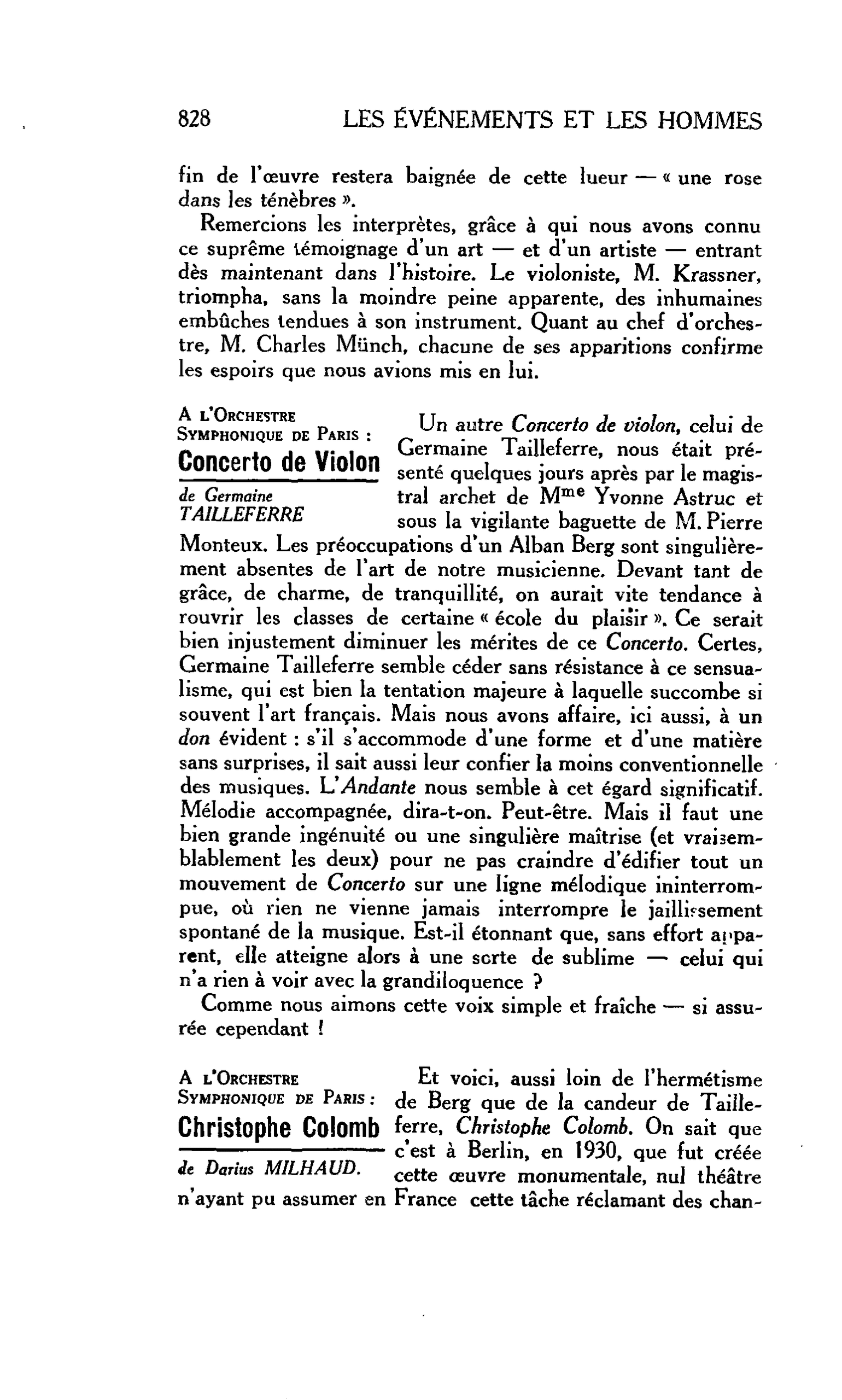 LES ARTS. A l’Orchestre Symphonique de Paris : Concerto de Violon de Germaine TAILLEFERRE