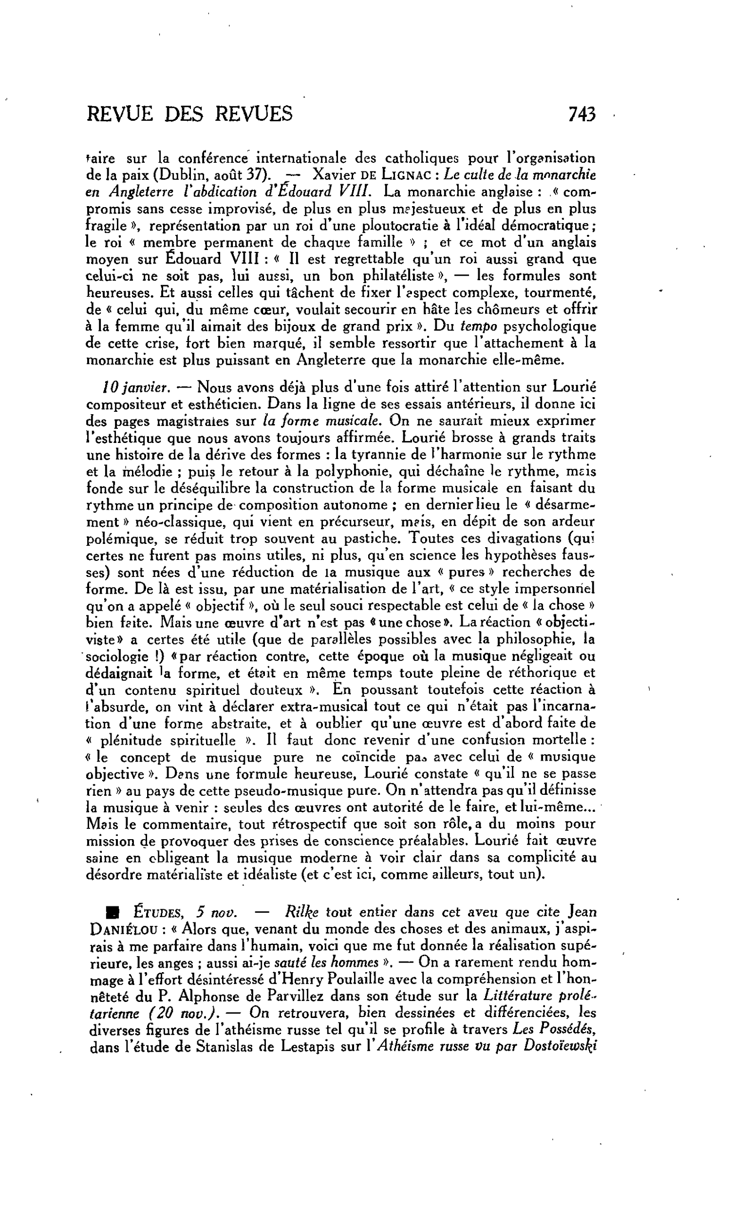 Études, 5 nov.
