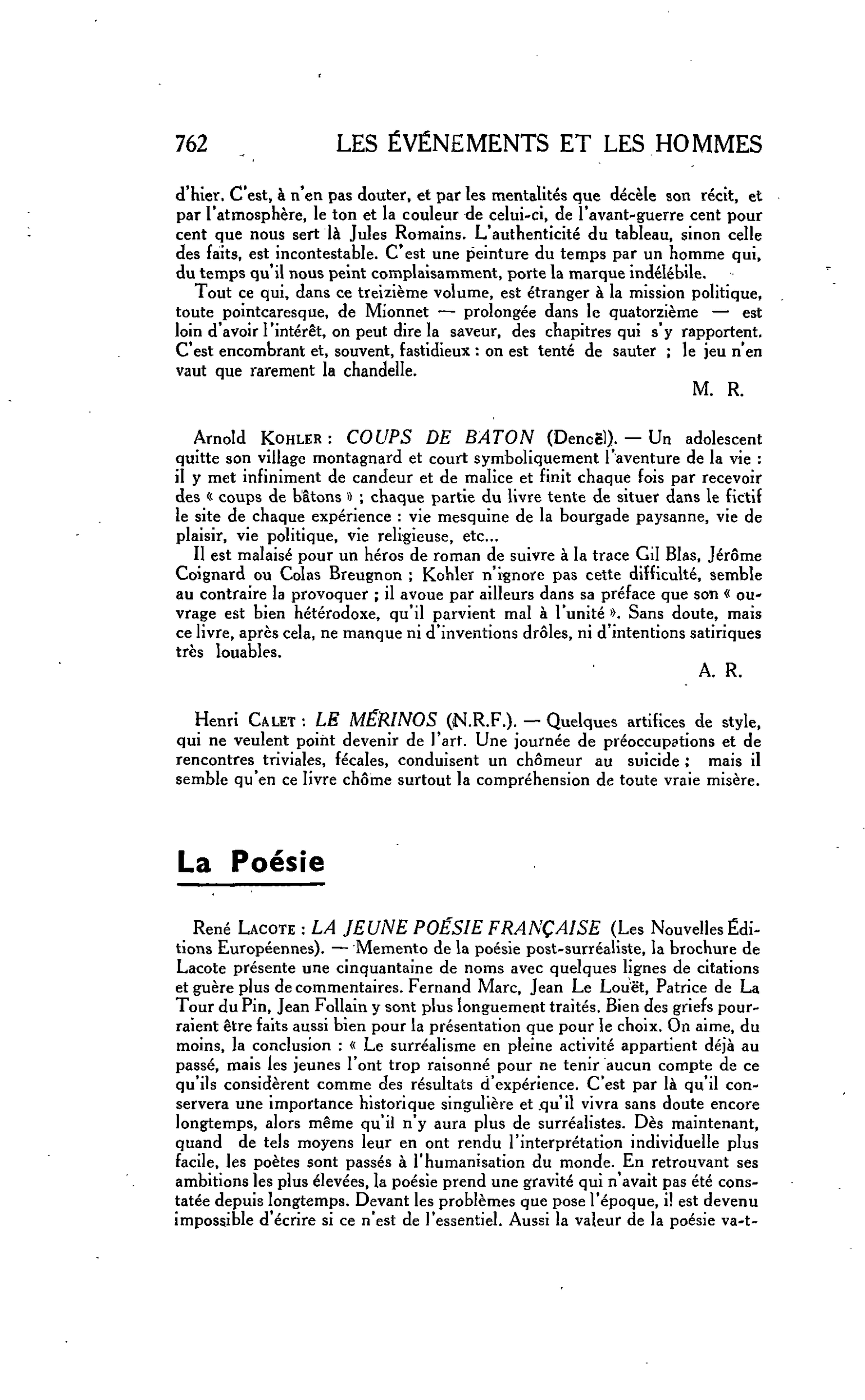 La Poésie. René Lacote : LA JEUNE POÉSIE FRANÇAISE (Les Nouvelles Éditions Européennes)