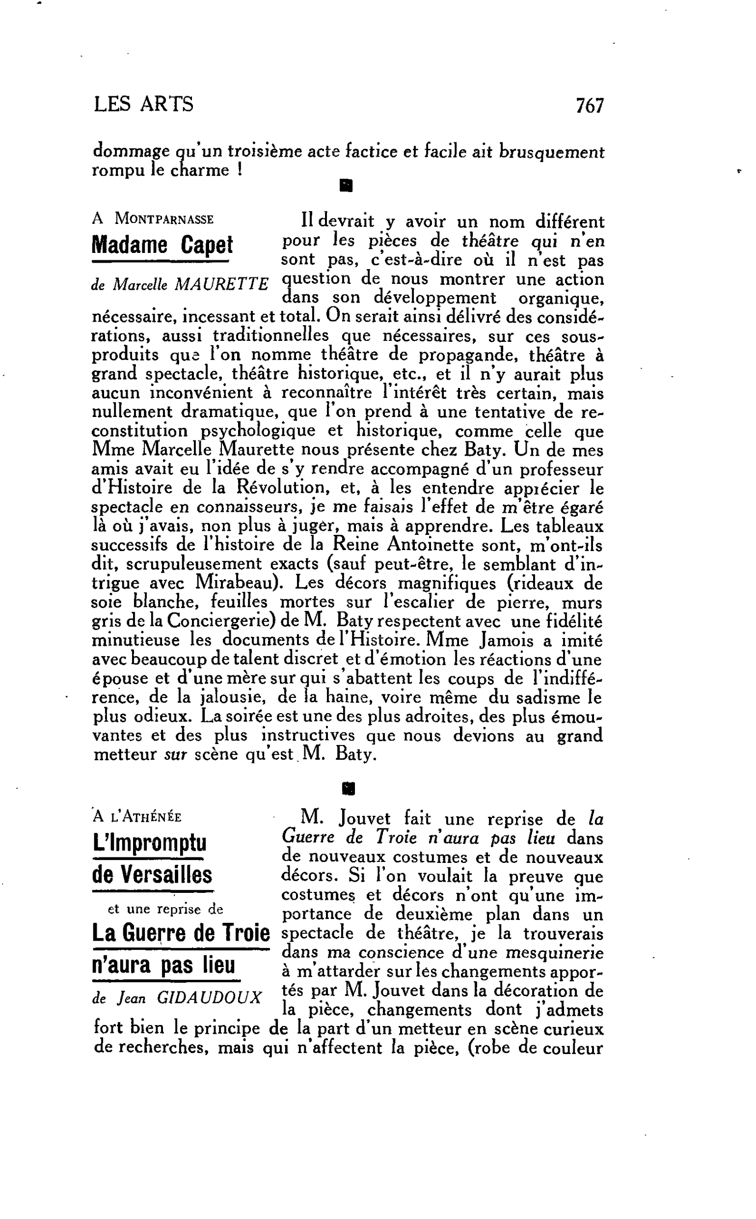 LES ARTS. A l’Athénée : L’Impromptu de Versailles et une reprise de La Guerre de Troie n’aura pas lieu de Jean GIDAUDOUX