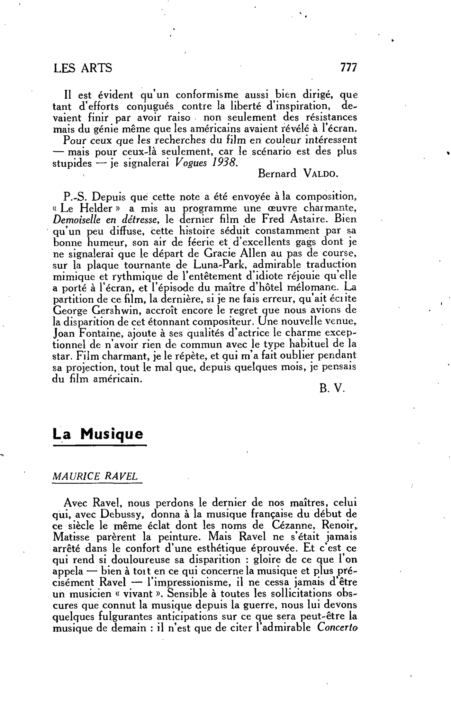 LES ARTS. La Musique : MAURICE RAVEL