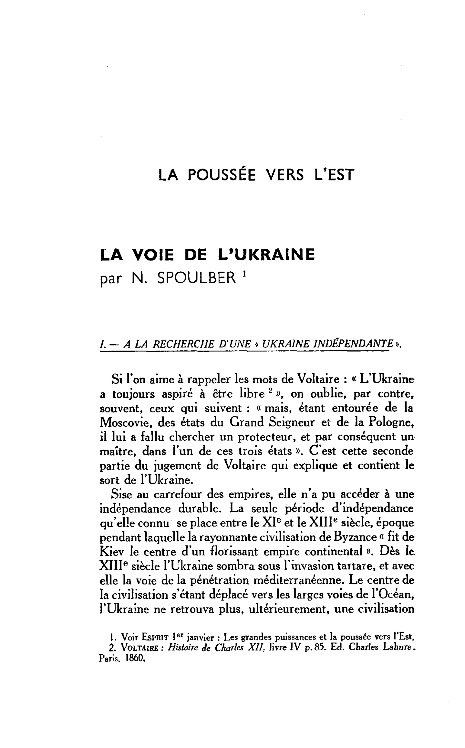 LA VOIE DE L’UKRAINE