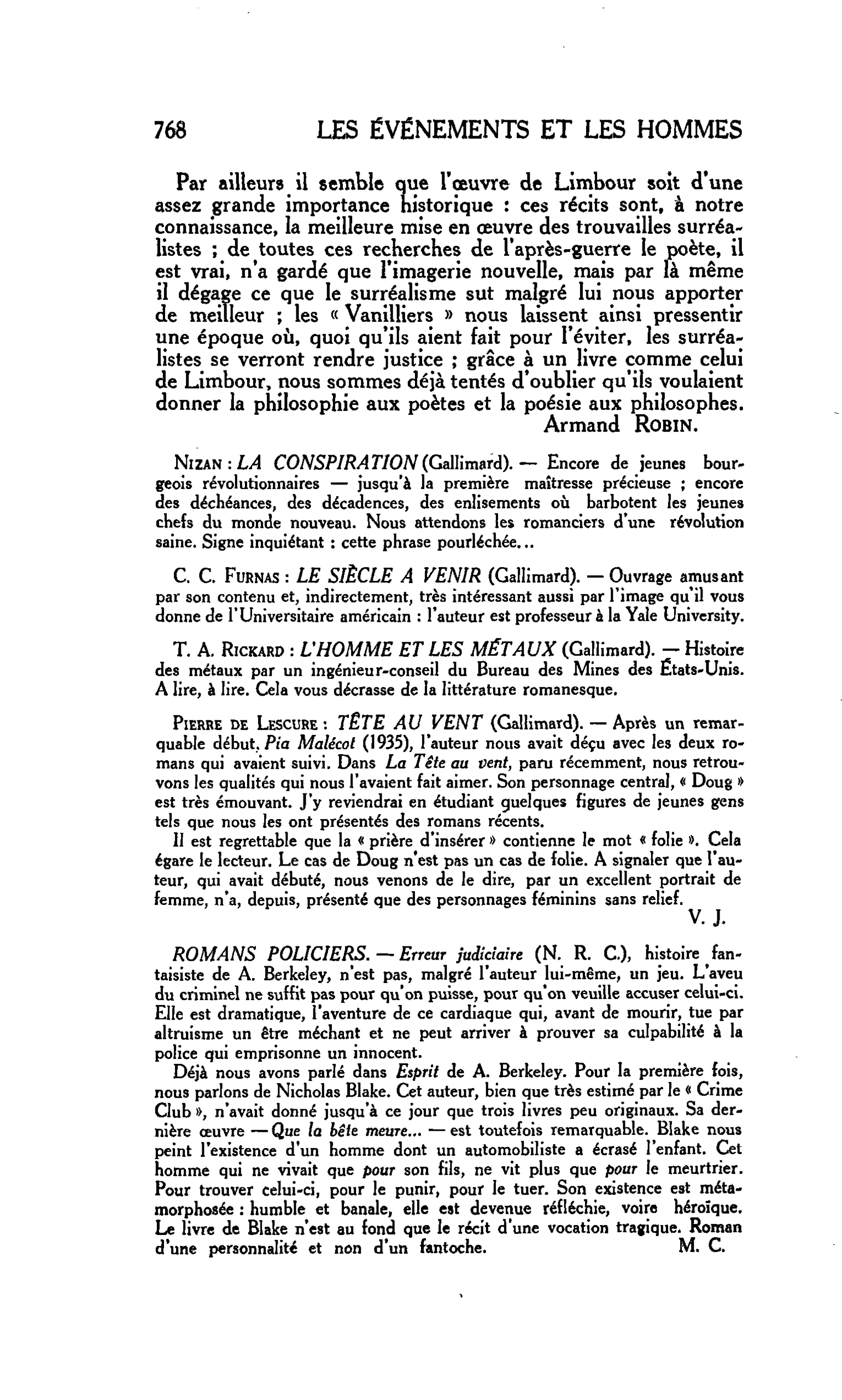 LES LETTRES. T. A. Rickard : L’HOMME ET LES MÉTAUX