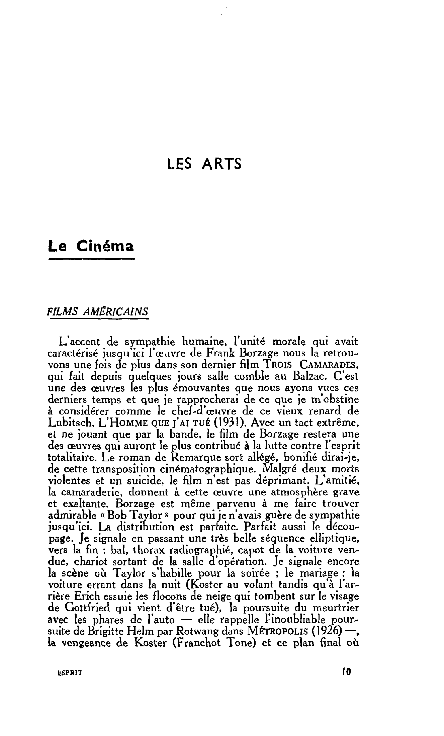 LES ARTS : Le Cinéma