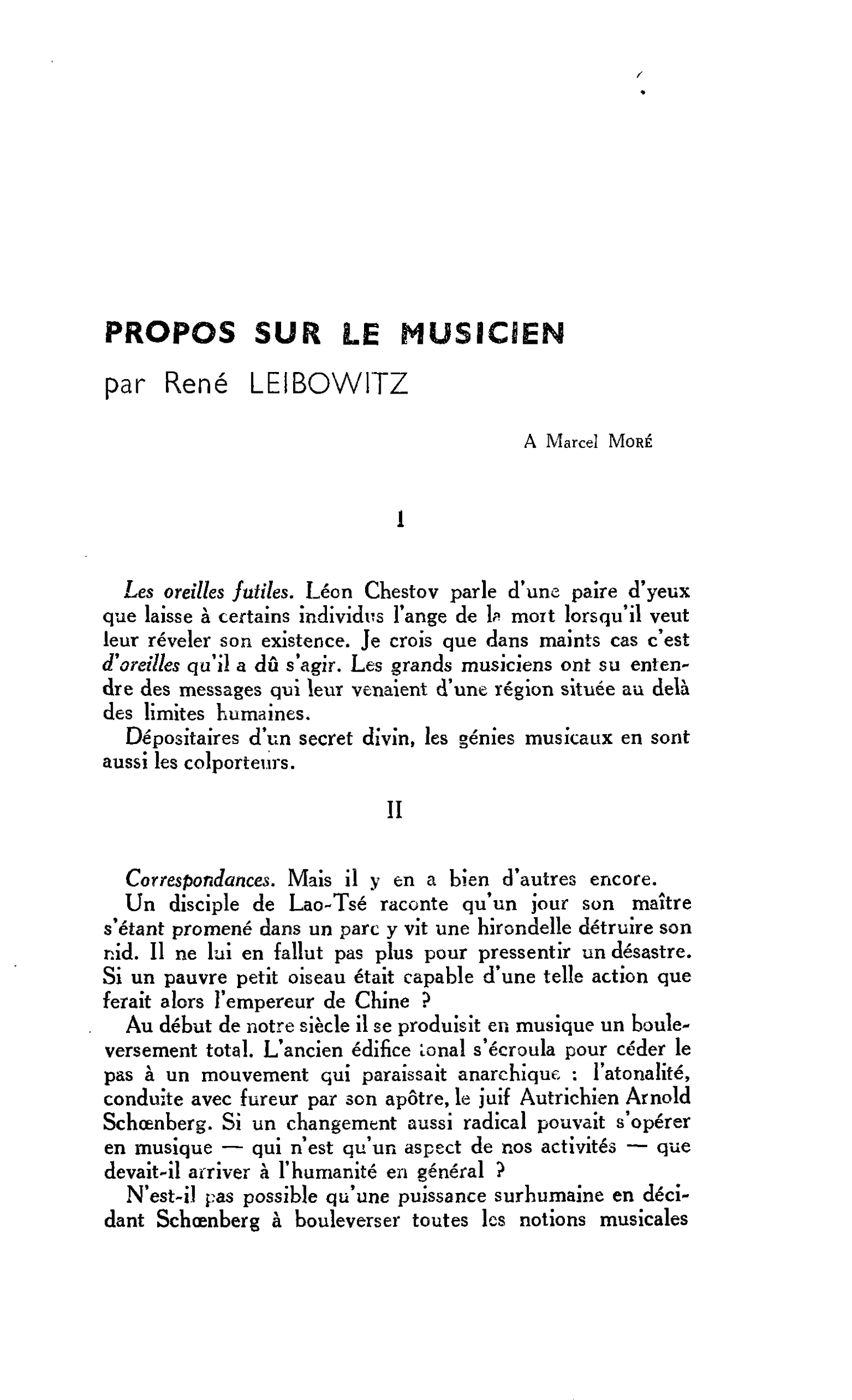 PROPOS SUR LE MUSICIEN