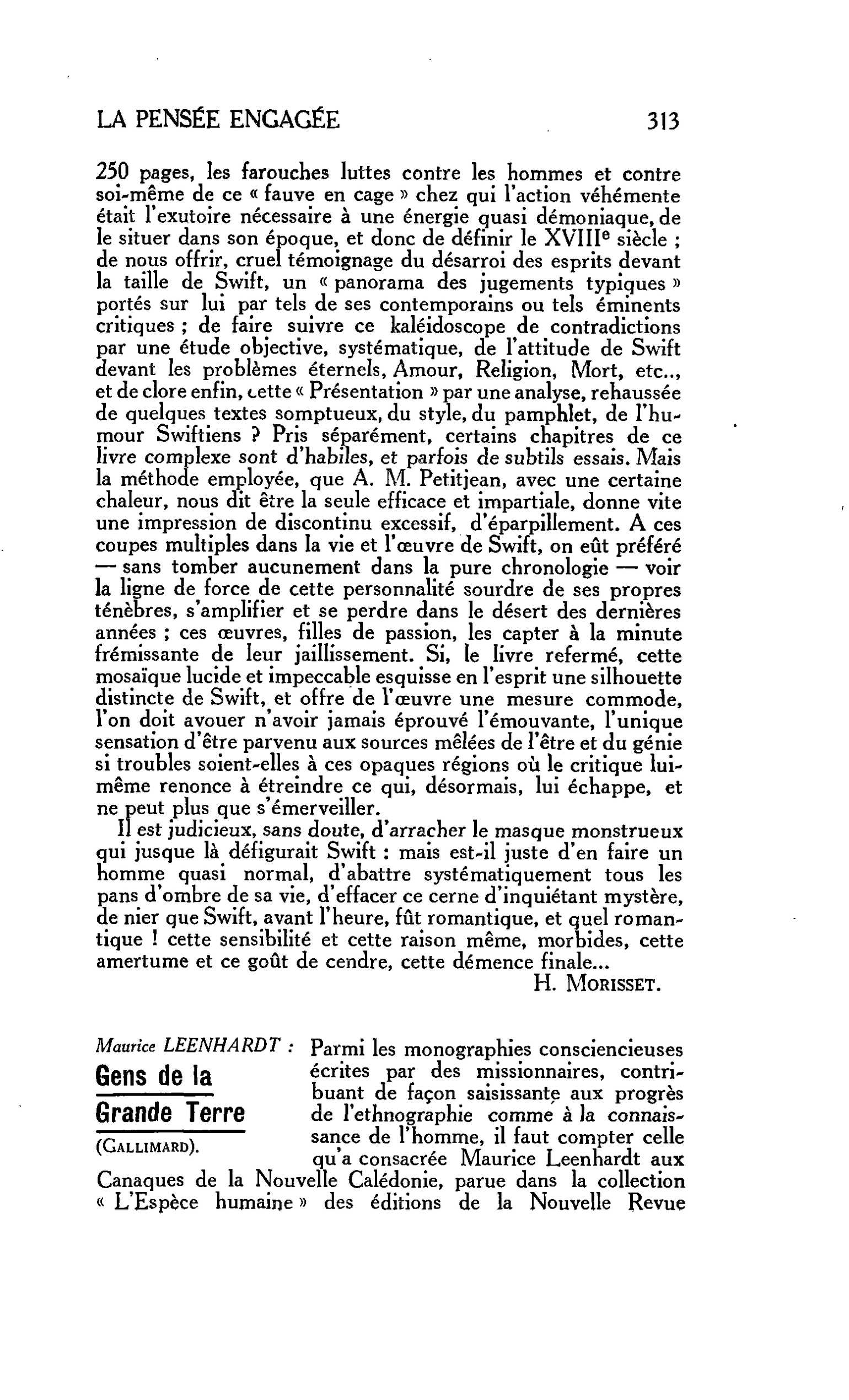LA PENSÉE ENGAGÉE. Maurice LEENHARDT : Gens de la Grande Terre