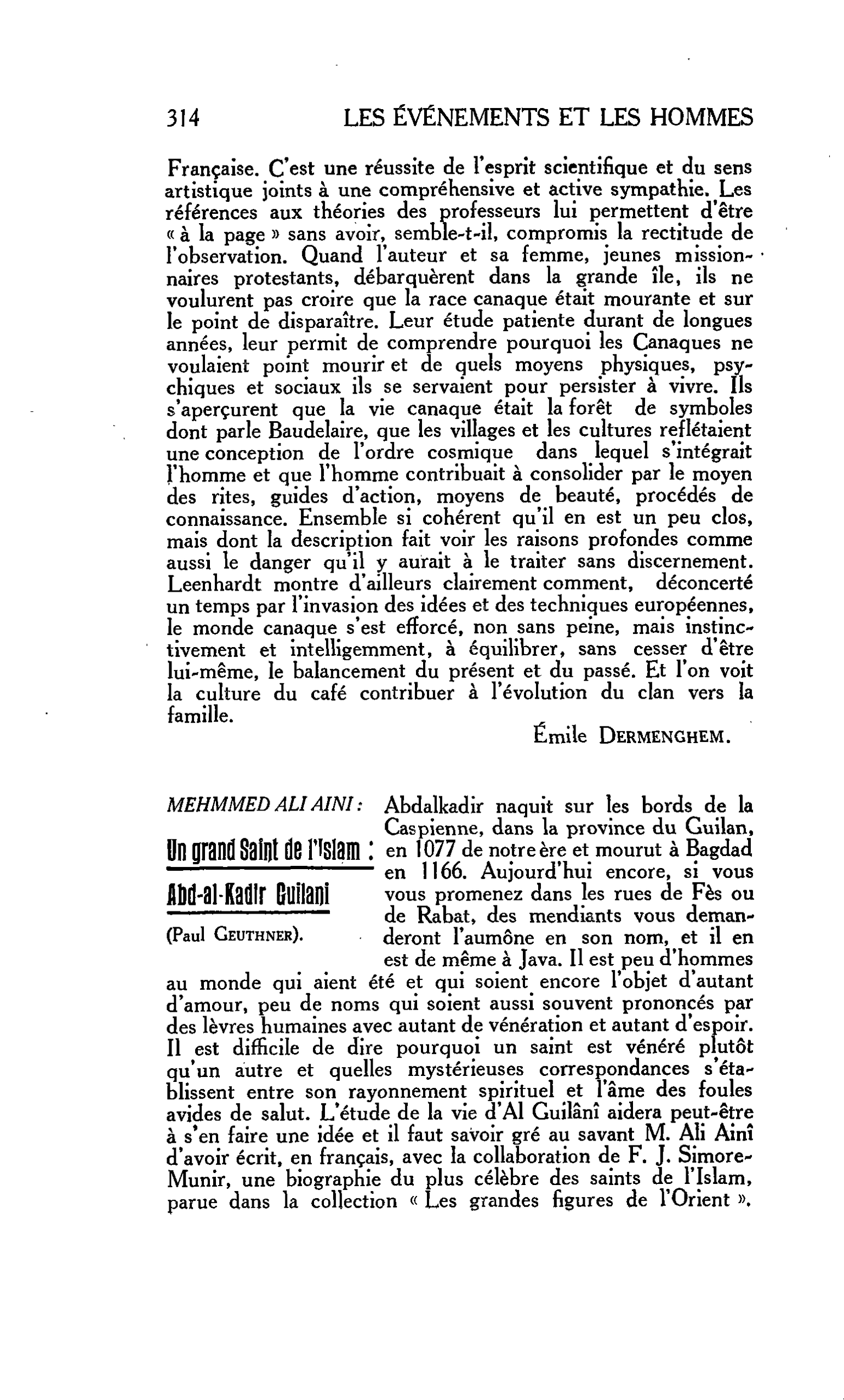 LA PENSÉE ENGAGÉE. MEHMMED ALI AINI. Un grand Saint de l’islam : Abd-al Kadir Guilani