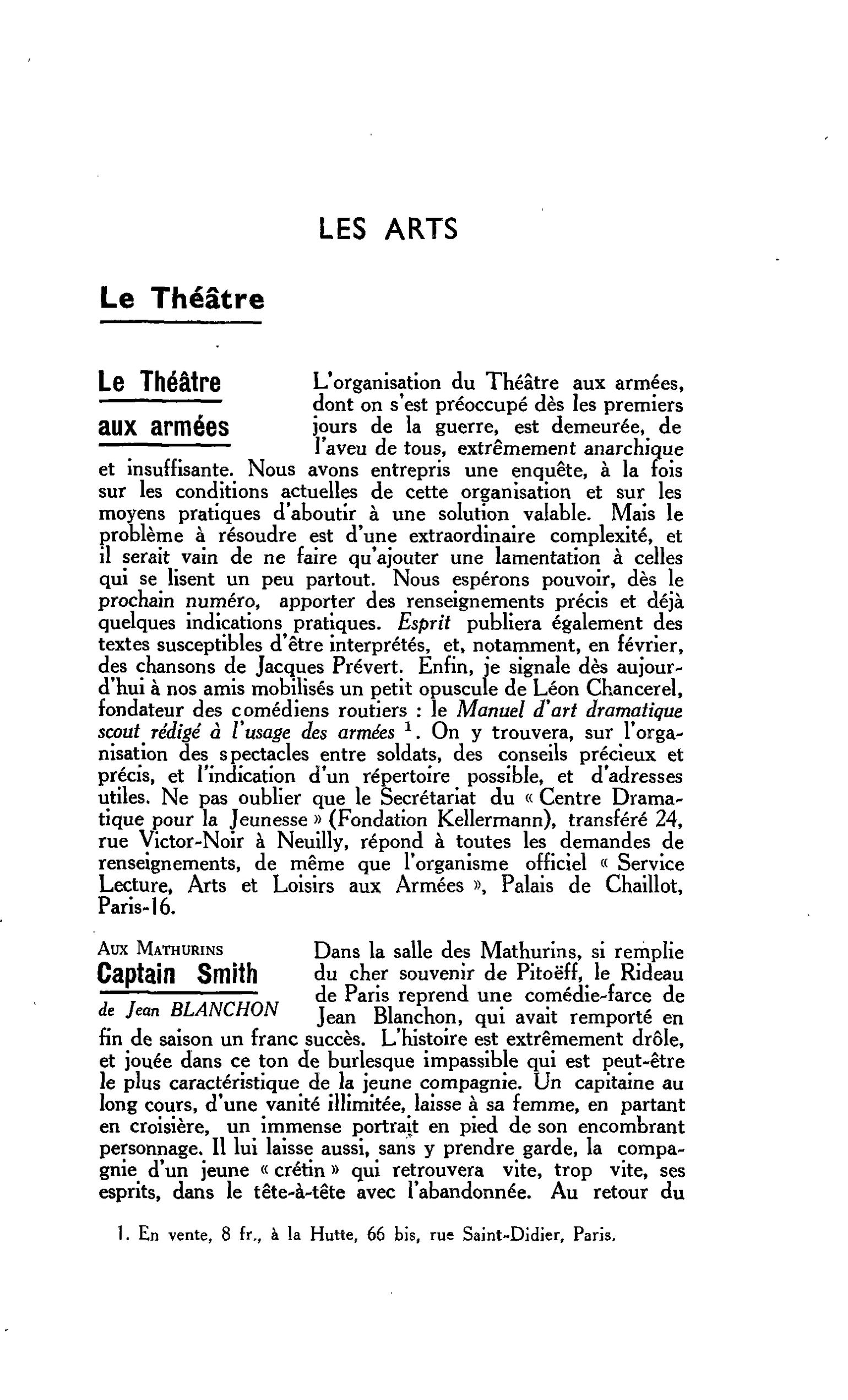LES ARTS. Aux Mathurins : Captain Smith de Jean BLANCHON