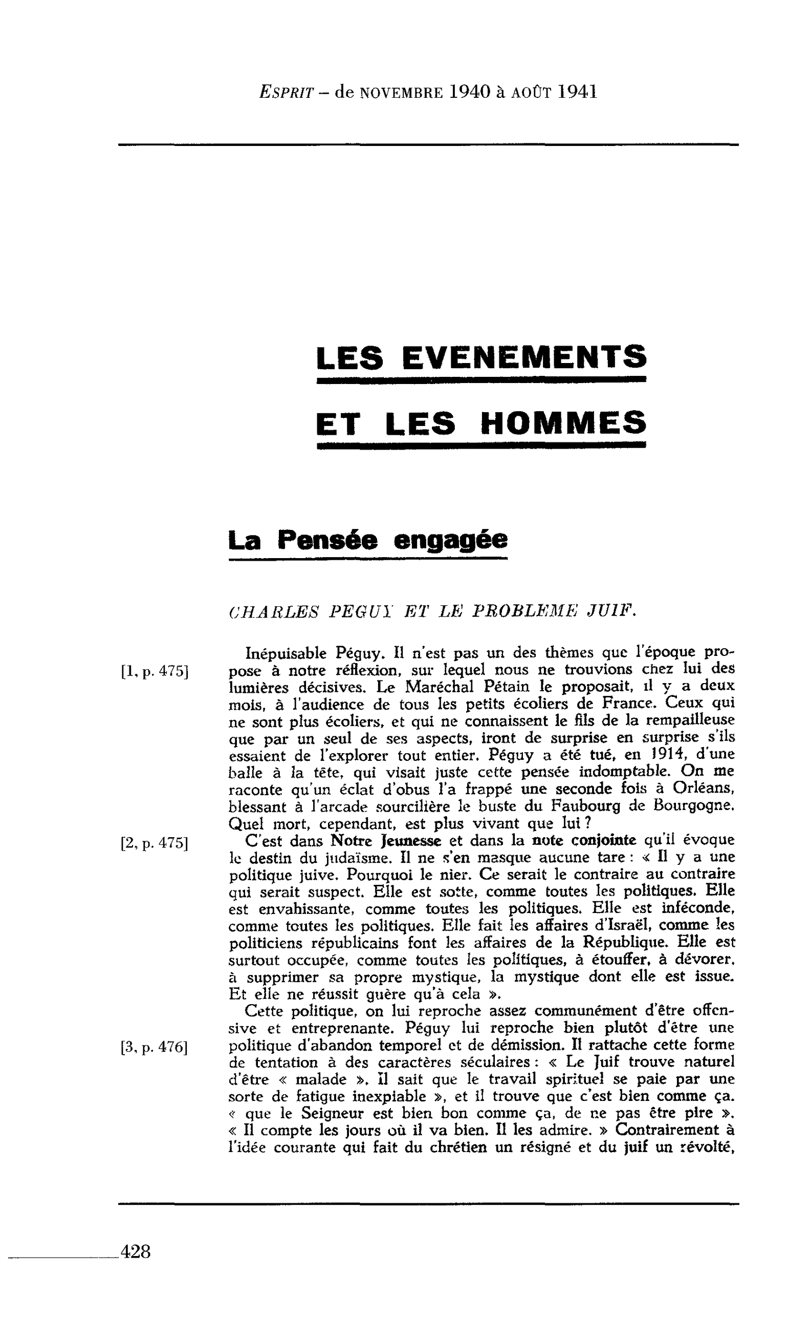 La Pensée engagée : CHARLES PEGUY ET LE PROBLEME JUIF