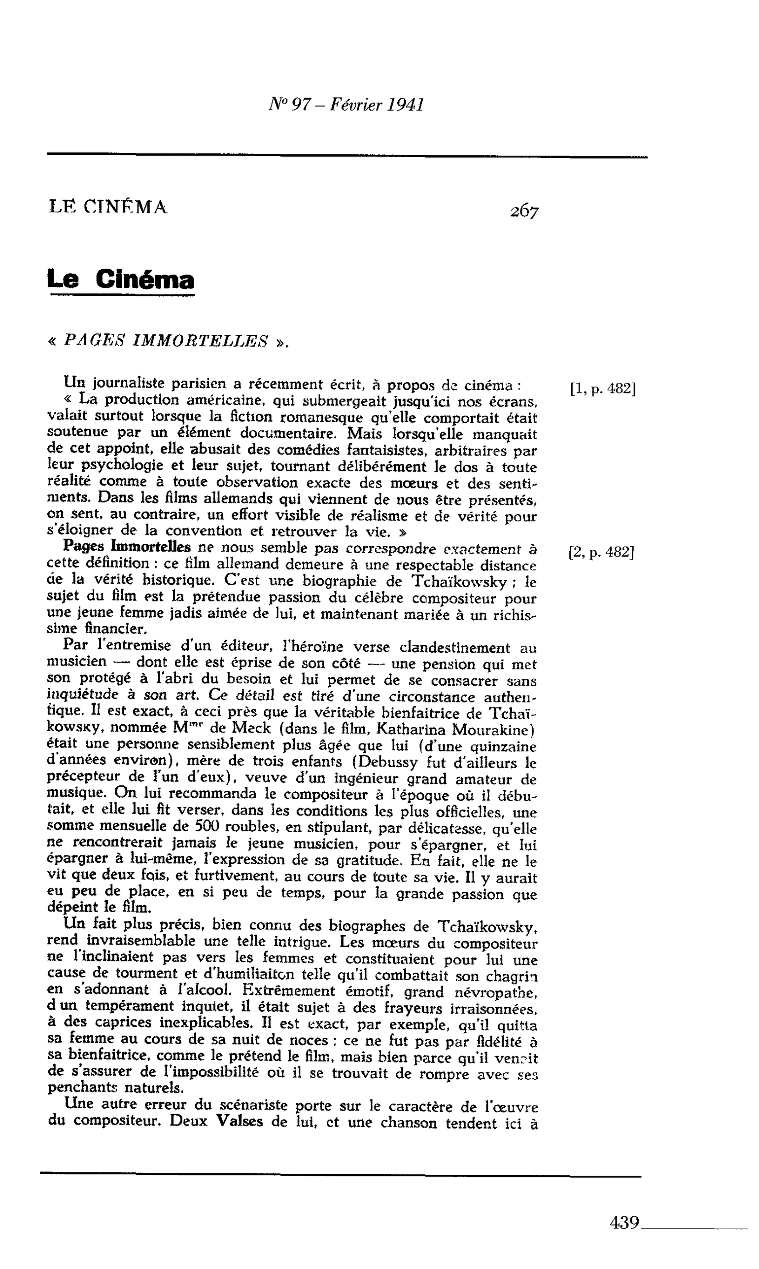 Le Cinéma : « PAGES IMMORTELLES »