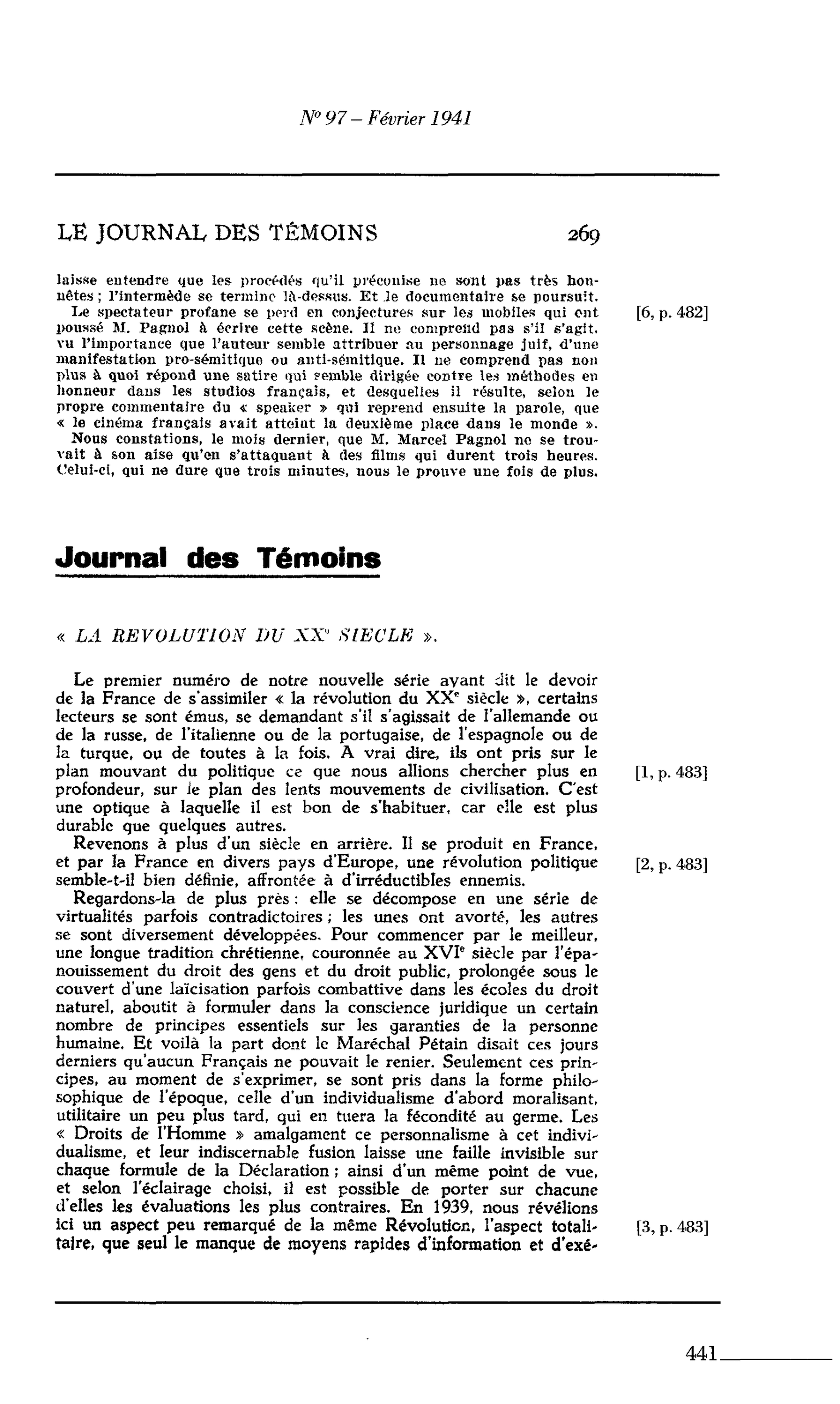 Journal des Témoins : « LA REVOLUTION DU XXe SIECLE »