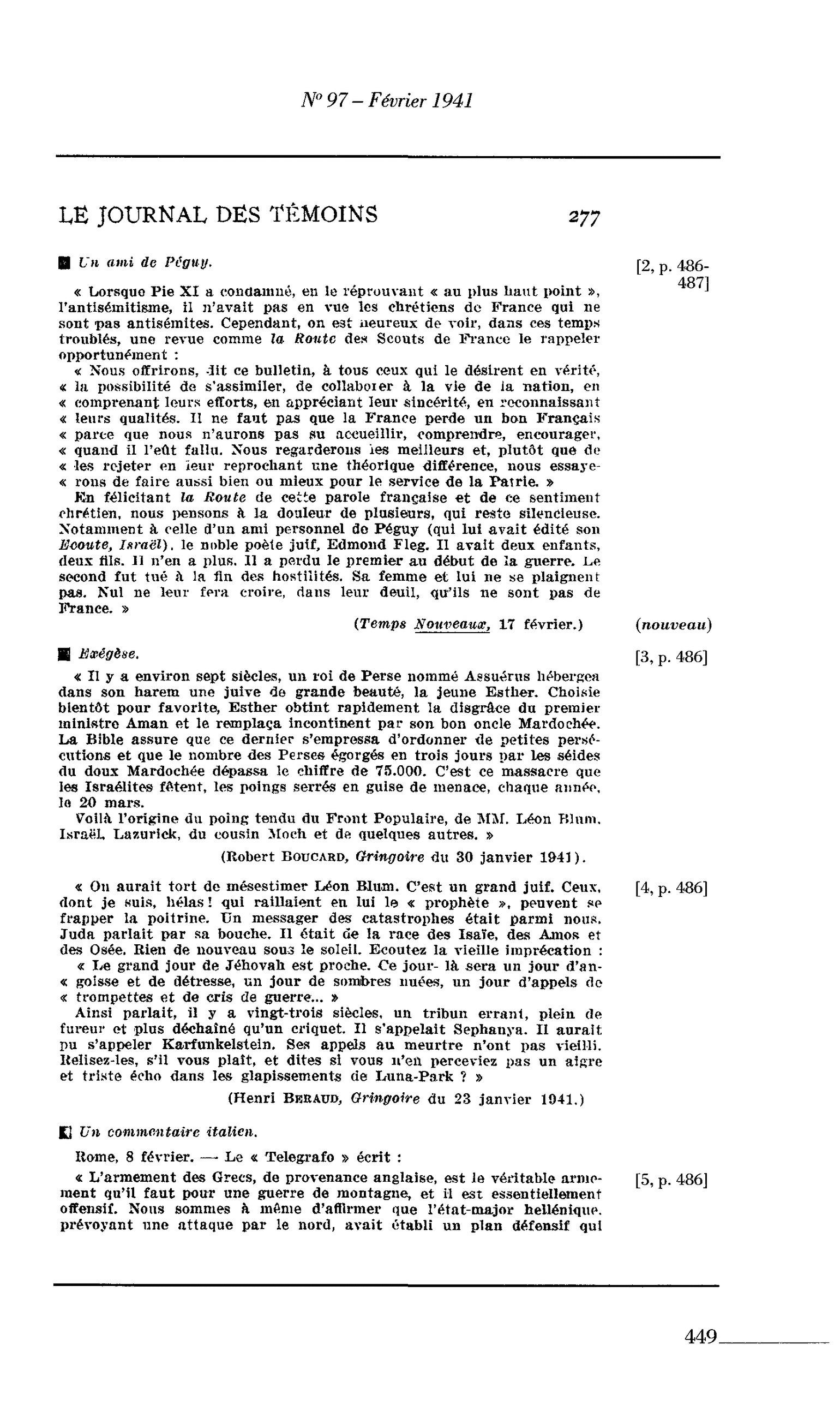 Journal des Témoins : Un commentaire italien