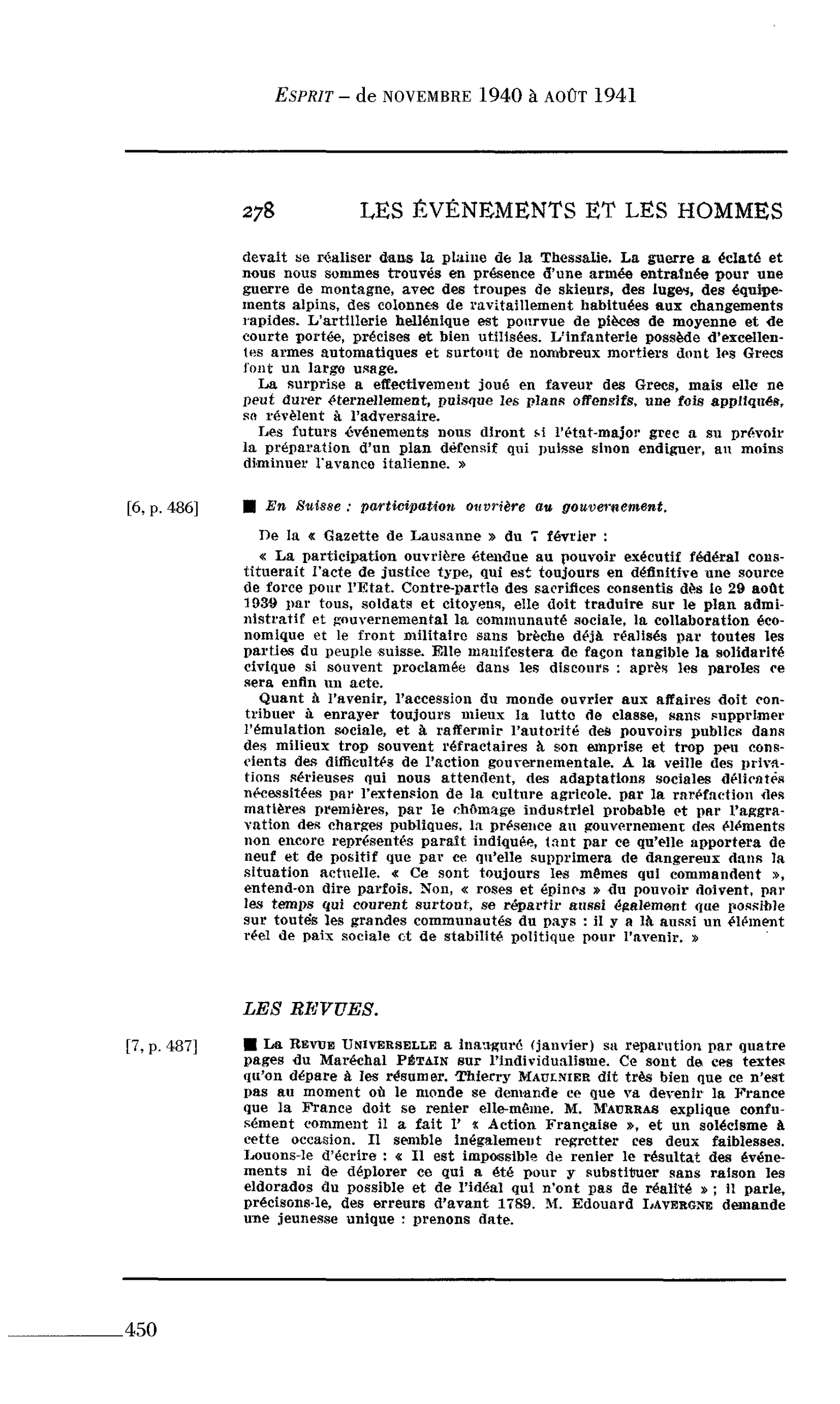 Journal des Témoins. En Suisse : participation ouvrière au gouvernement