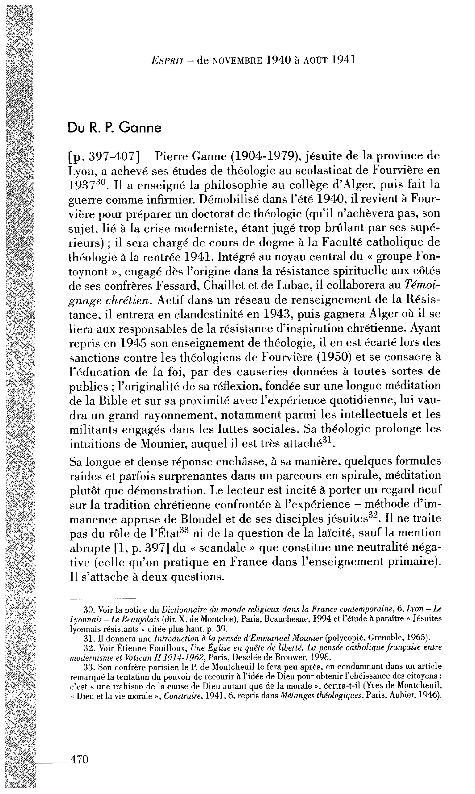Journal des Témoins : Du R. P. Ganne