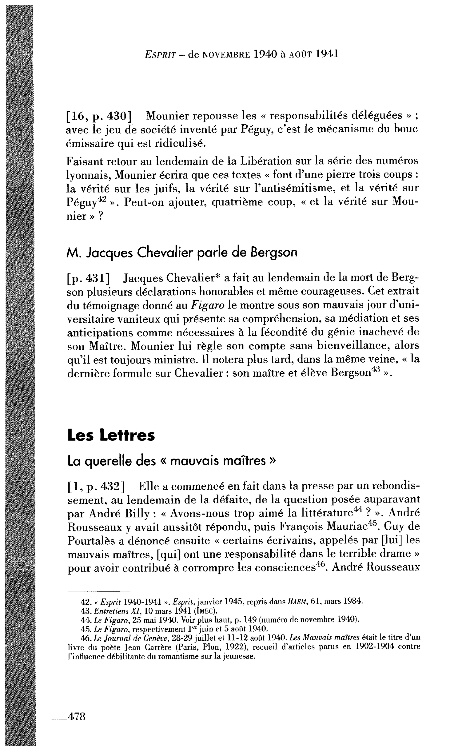 Les Lettres : La querelle des « mauvais maîtres »