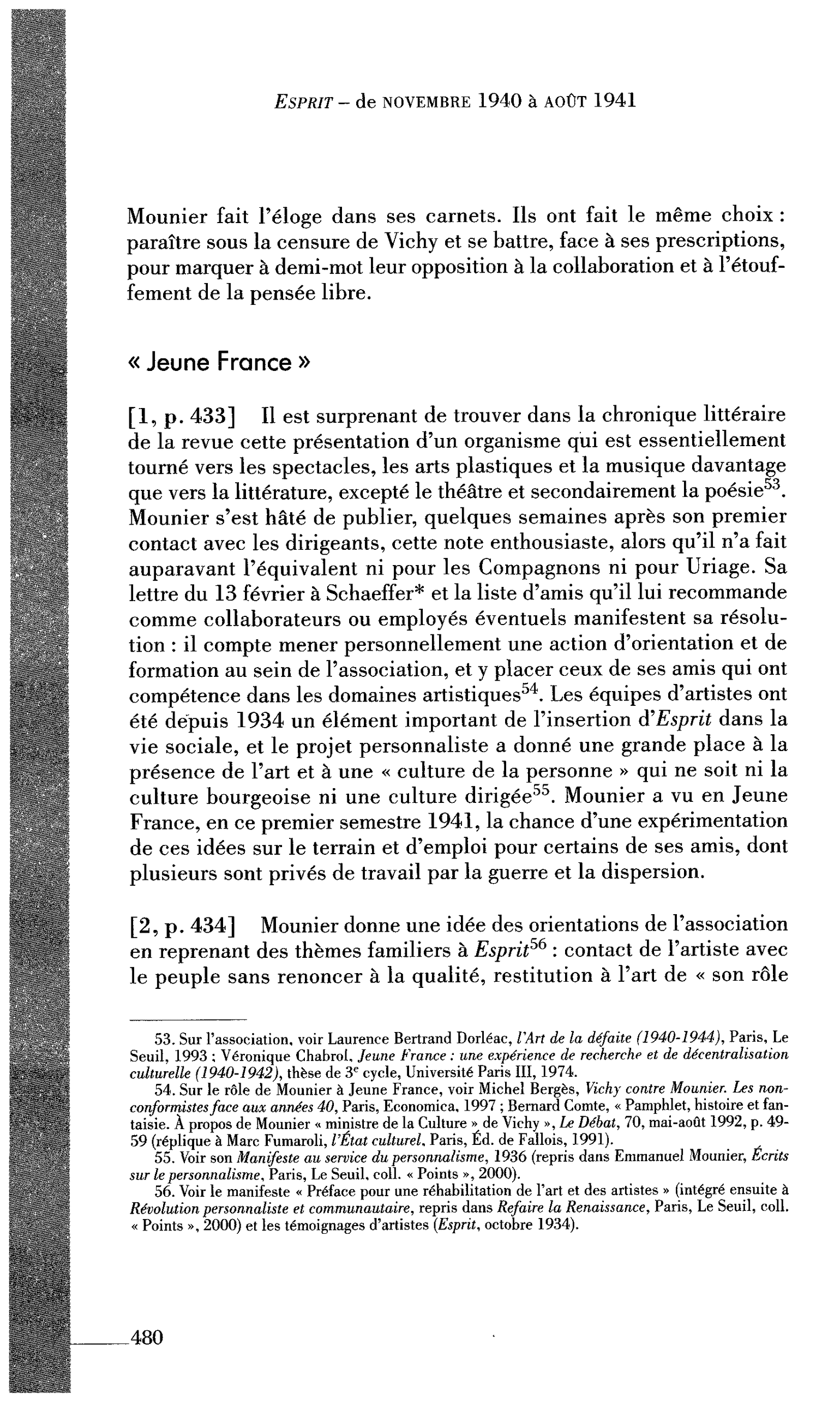 Les Lettres : « Jeune France »