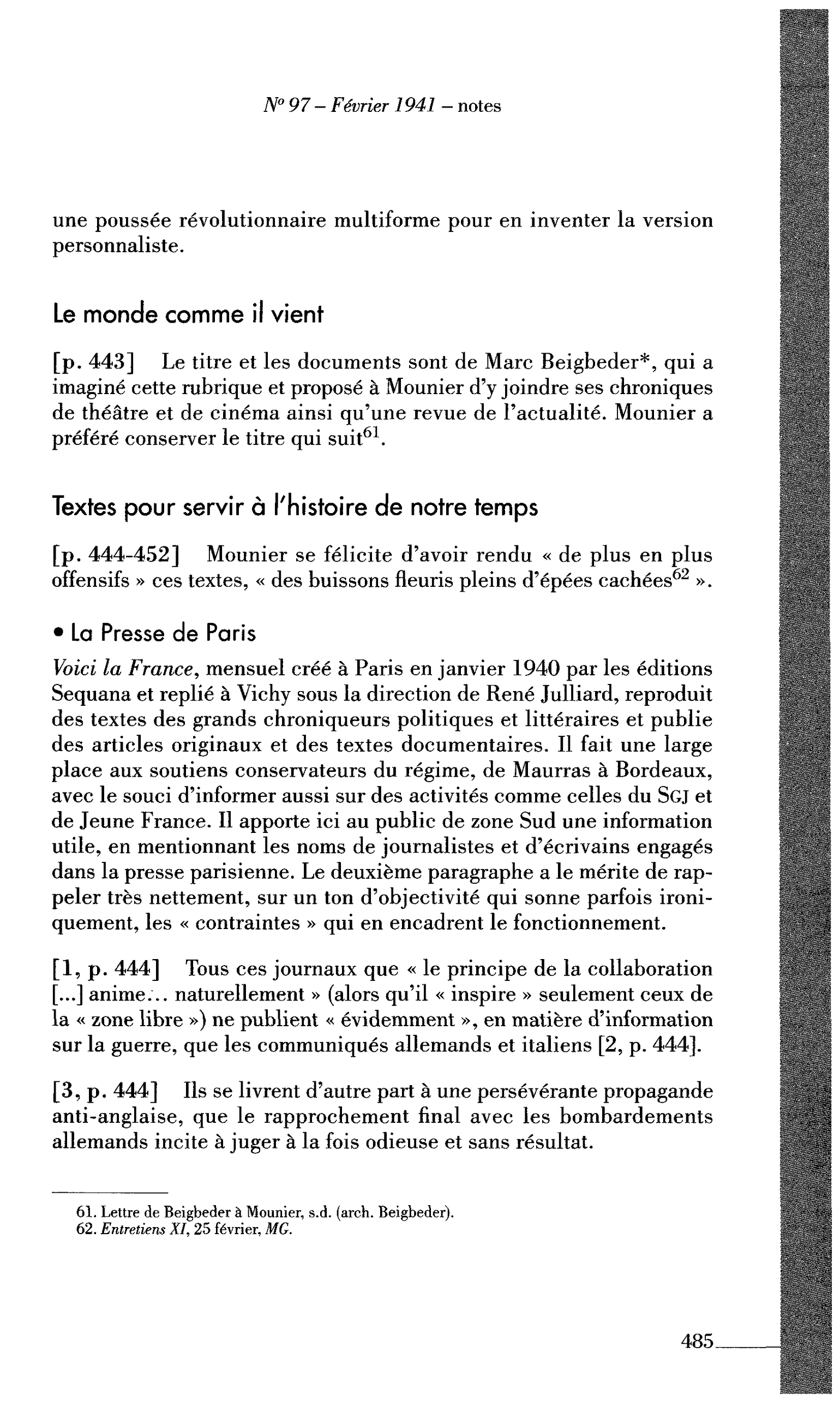 Journal des Témoins : Textes pour servir à l’histoire de notre temps