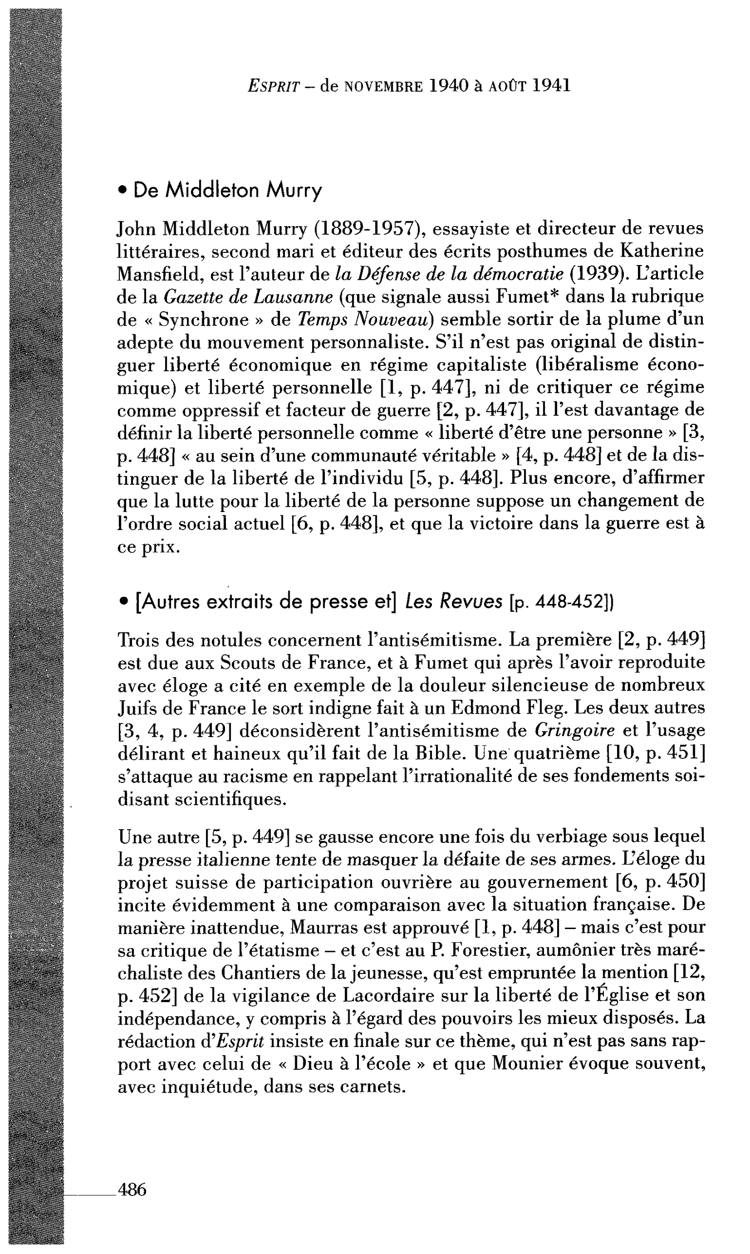 Journal des Témoins : [Autres extraits de presse et] Les Revues [p. 448-452]
