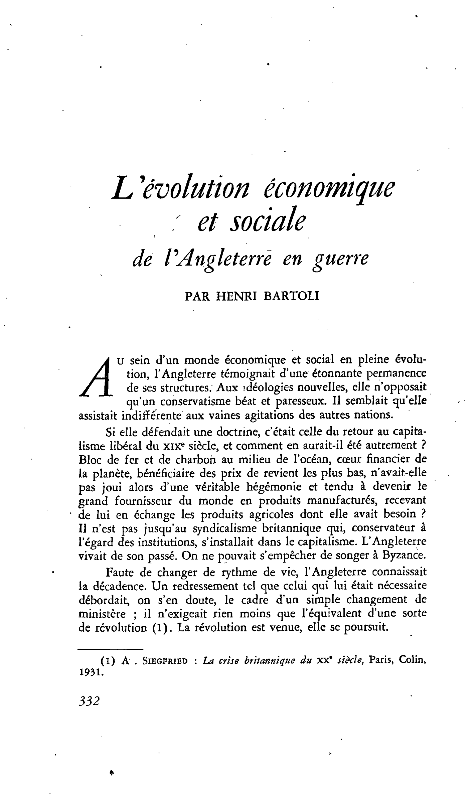 L’évolution économique et sociale de l’Angleterre en guerre